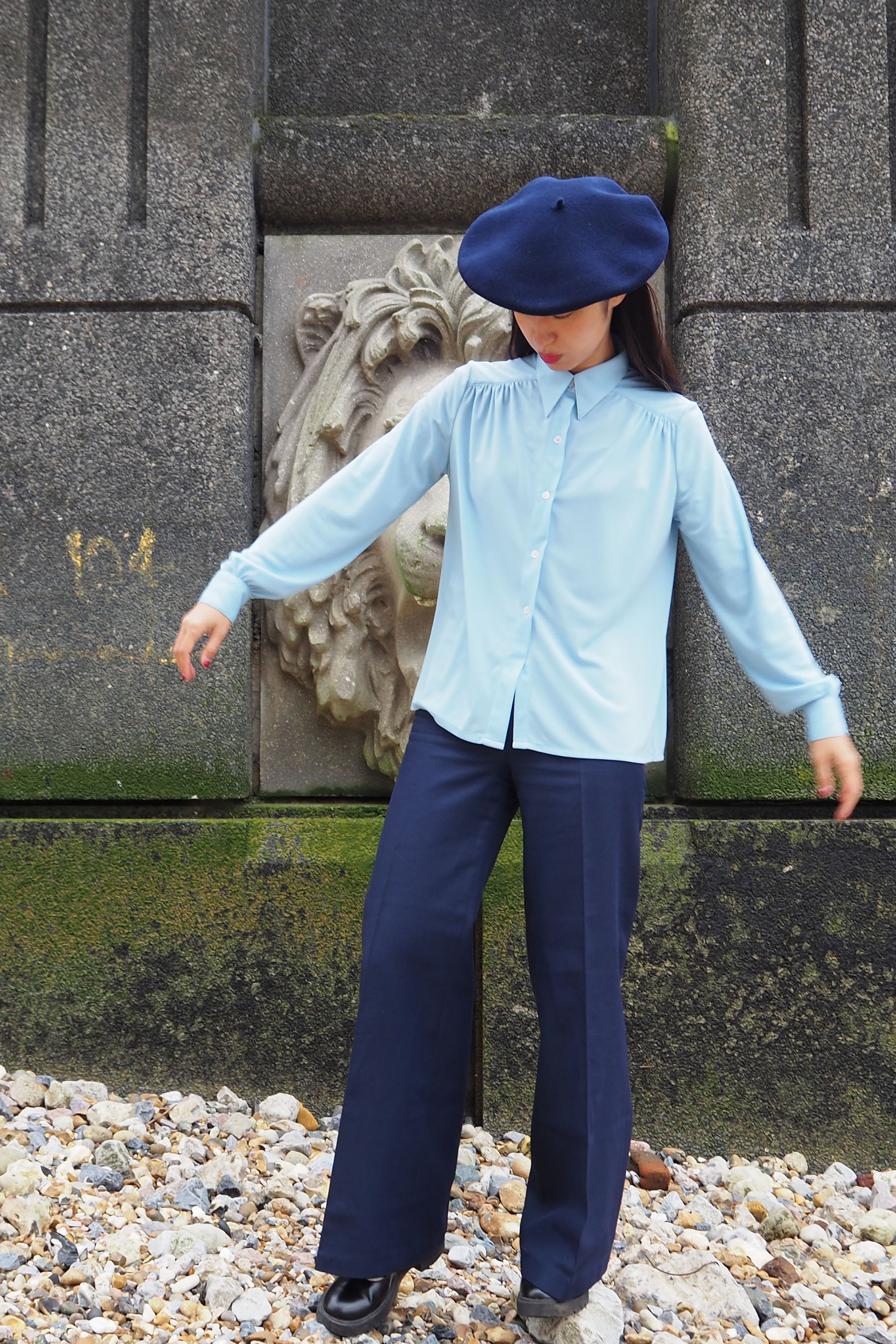 vintage 1970s Rodier of Paris shirt light blue