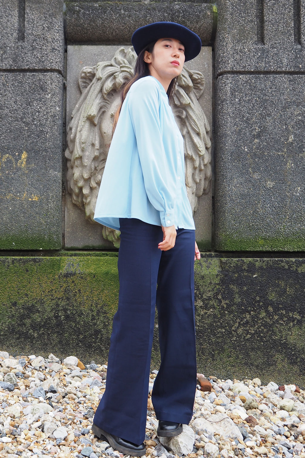 vintage 1970s Rodier of Paris shirt light blue
