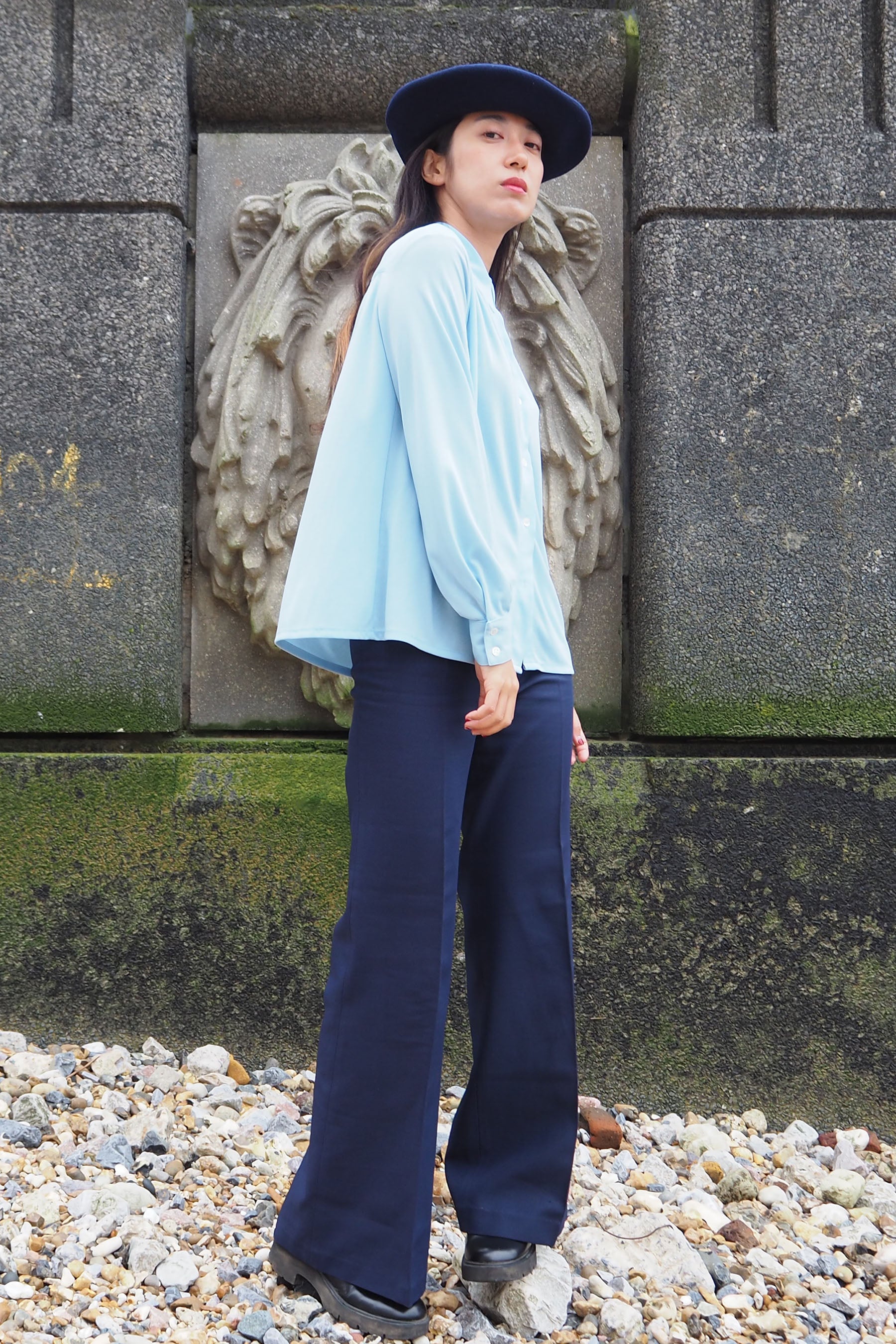 vintage 1970s Rodier of Paris shirt light blue