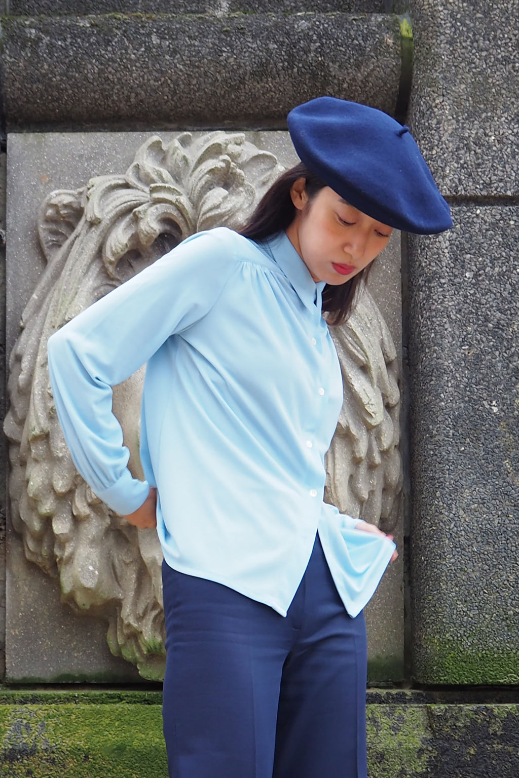 vintage 1970s Rodier of Paris shirt light blue