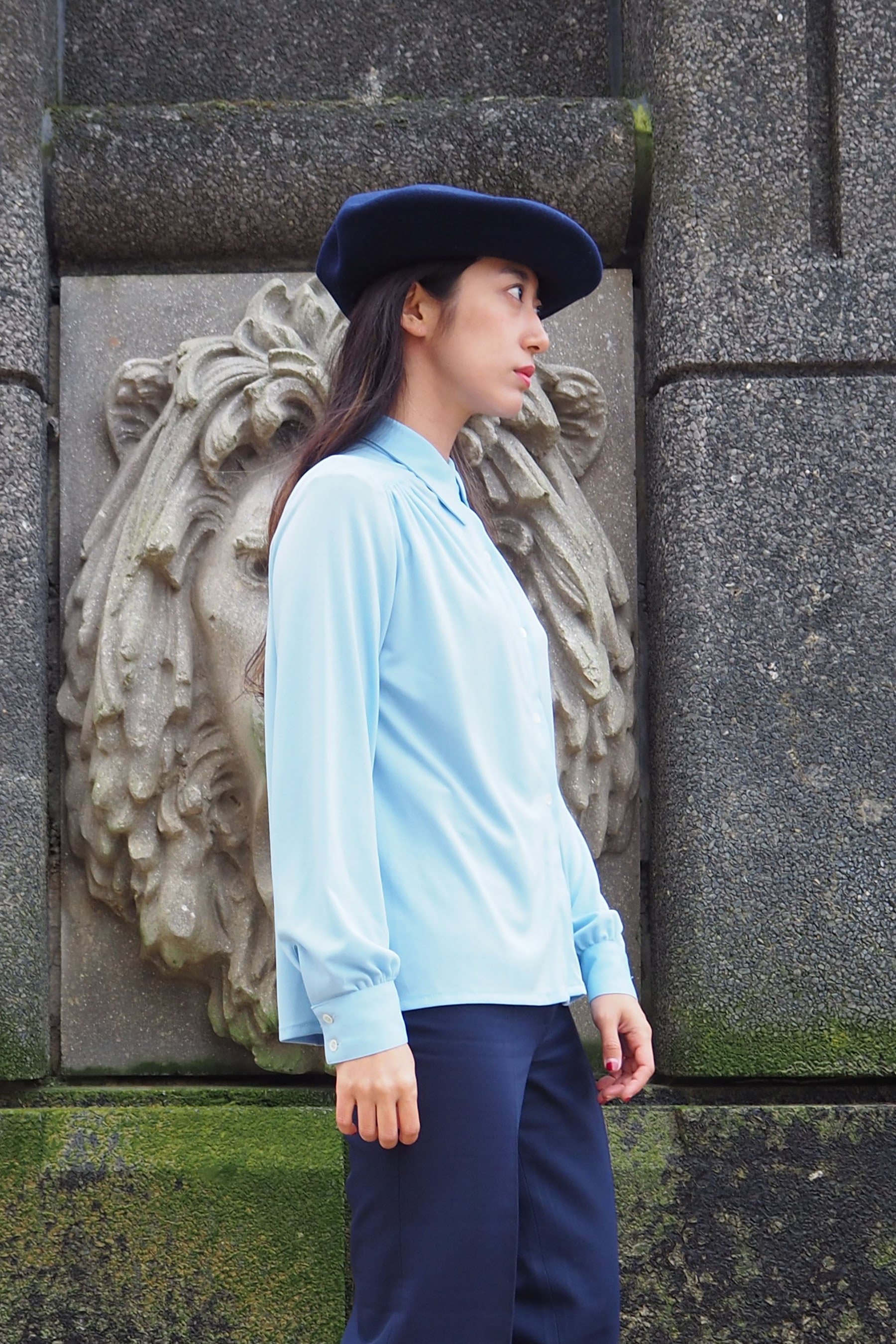 vintage 1970s Rodier of Paris shirt light blue