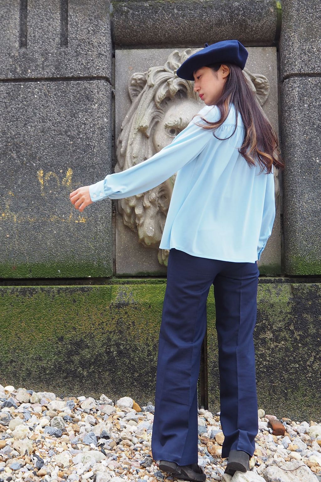 vintage 1970s Rodier of Paris shirt light blue