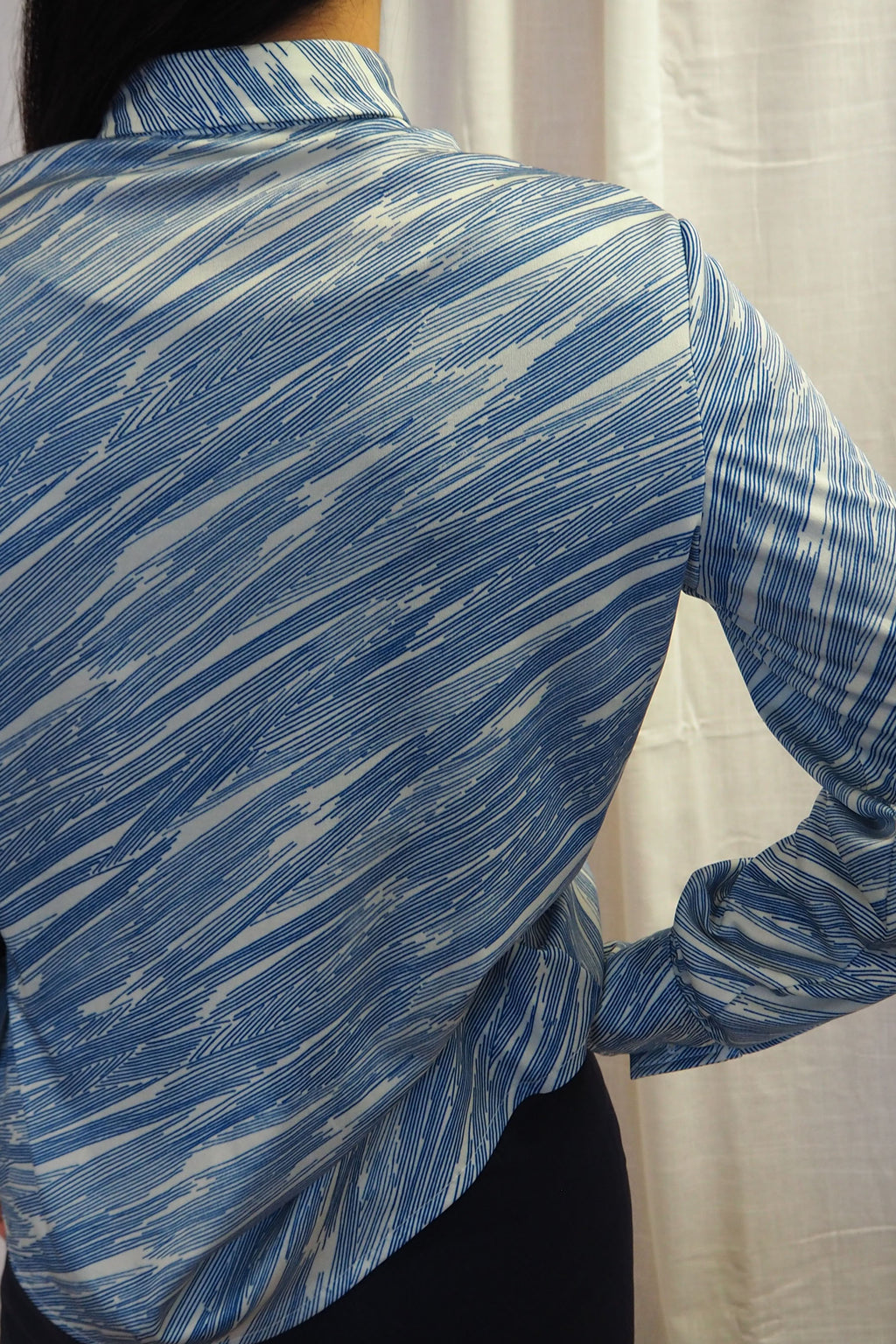 vintage 1970s Rodier of Paris blue and white abstract shirt