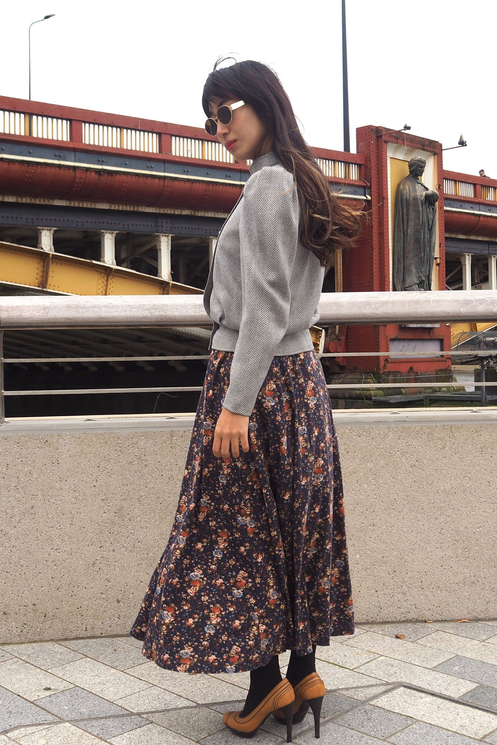 70's Laura Ashley Dress Navy