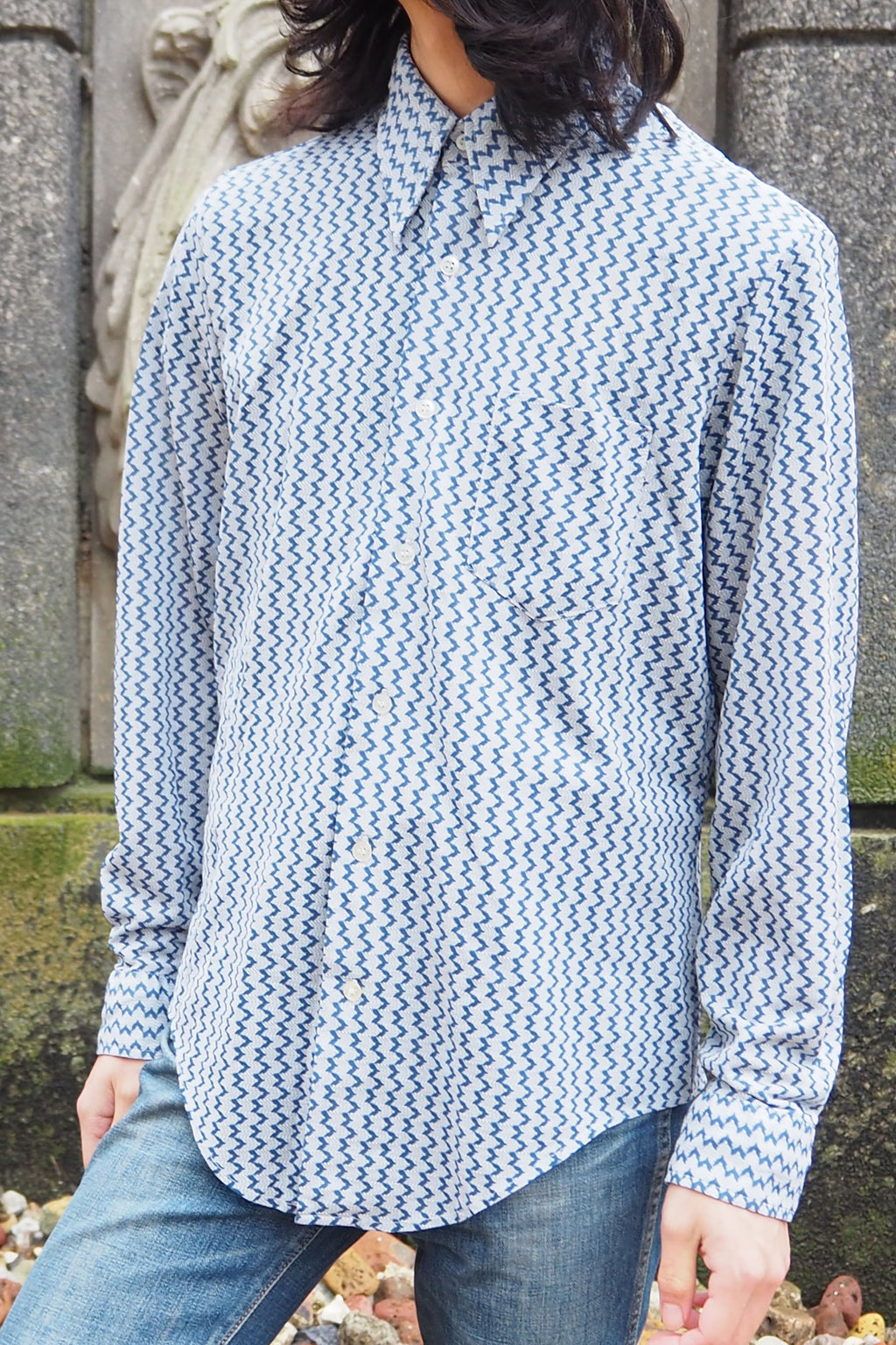 70's Jason clarke MATCH MATES Striped Shirts Blue