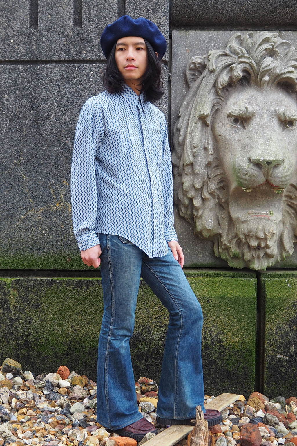 70's Jason clarke MATCH MATES Striped Shirts Blue