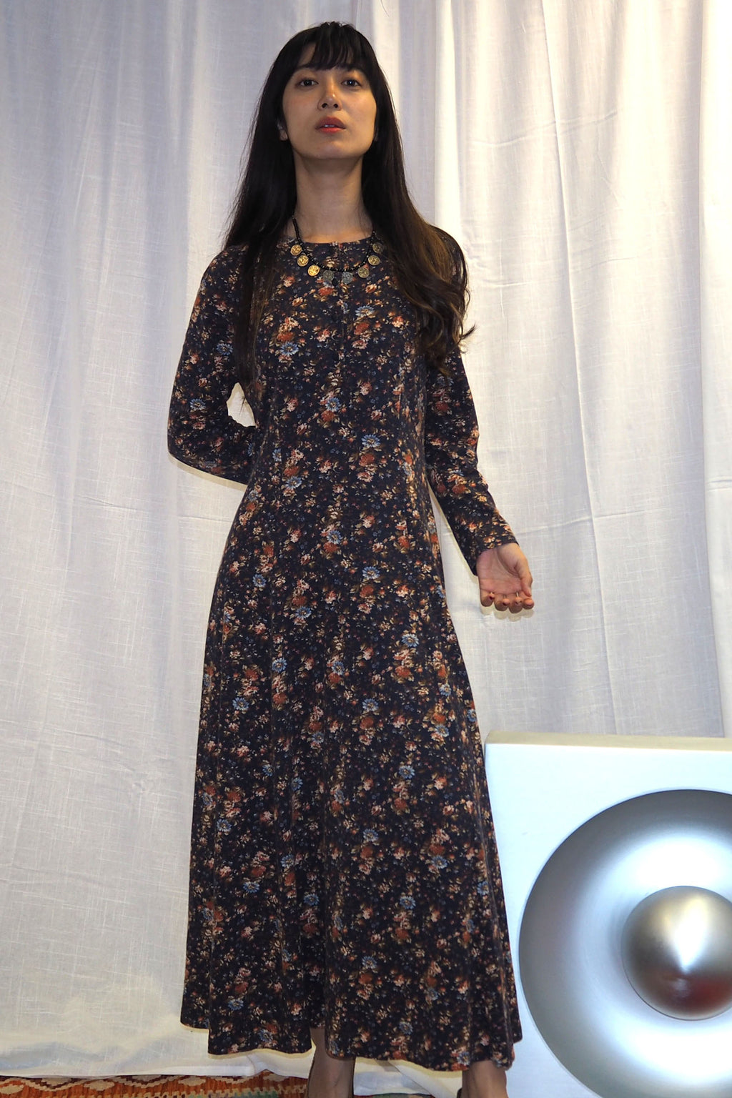 70's Laura Ashley Dress Navy