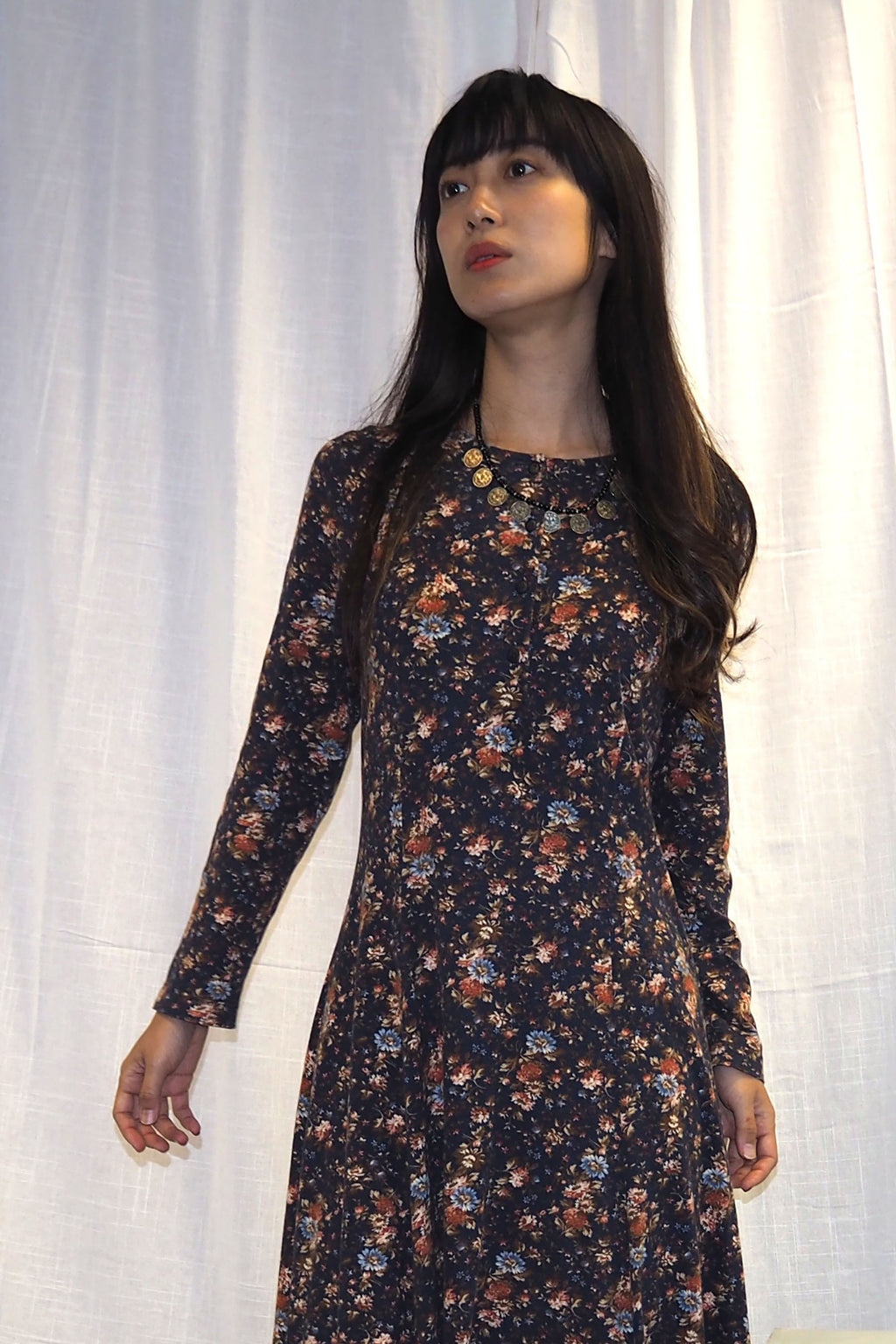 70's Laura Ashley Dress Navy