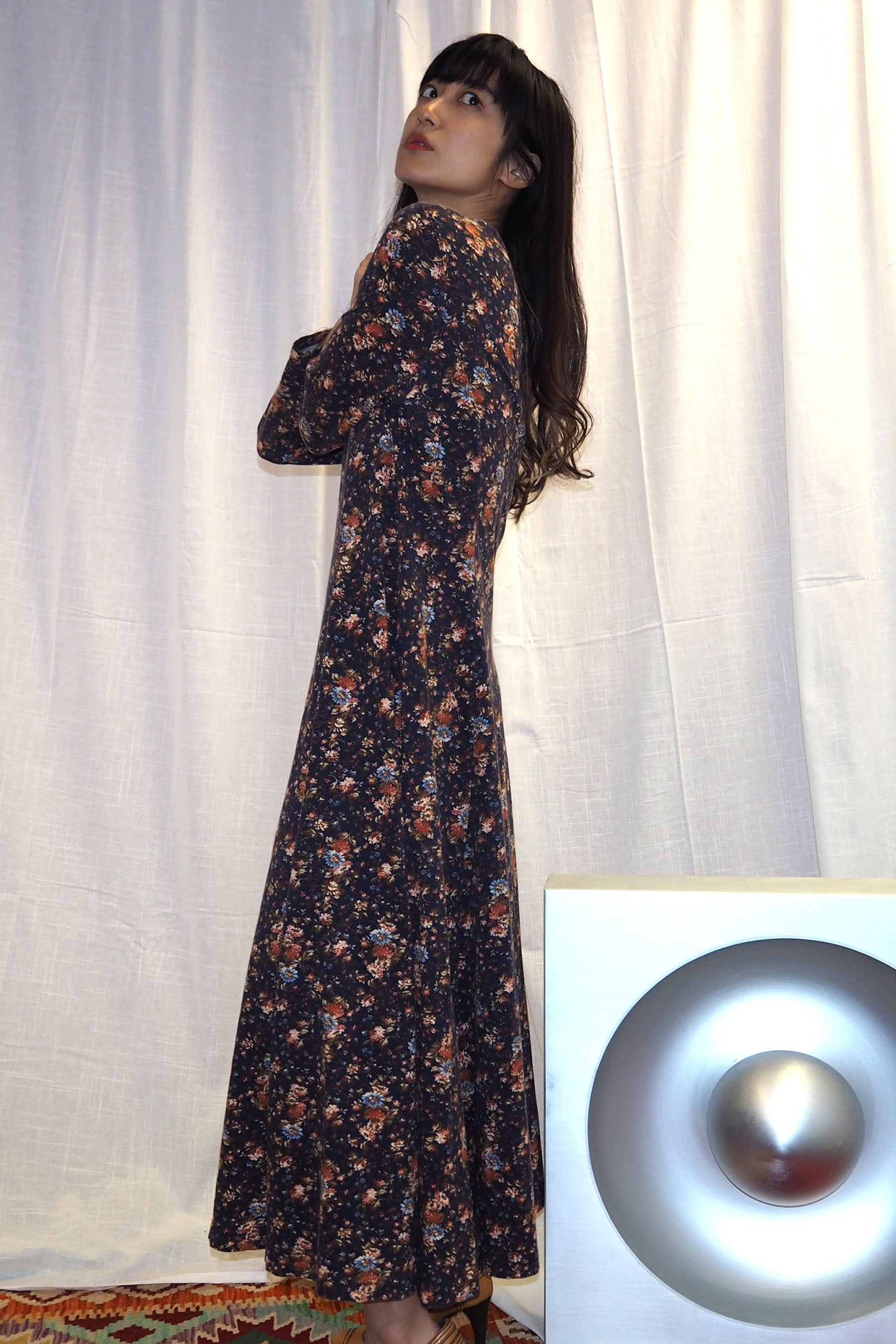 70's Laura Ashley Dress Navy