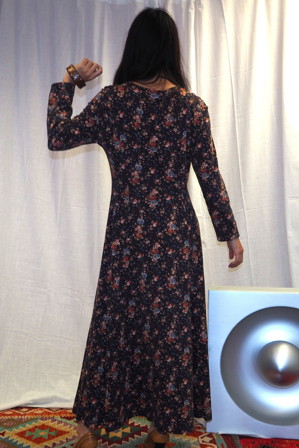 70's Laura Ashley Dress Navy