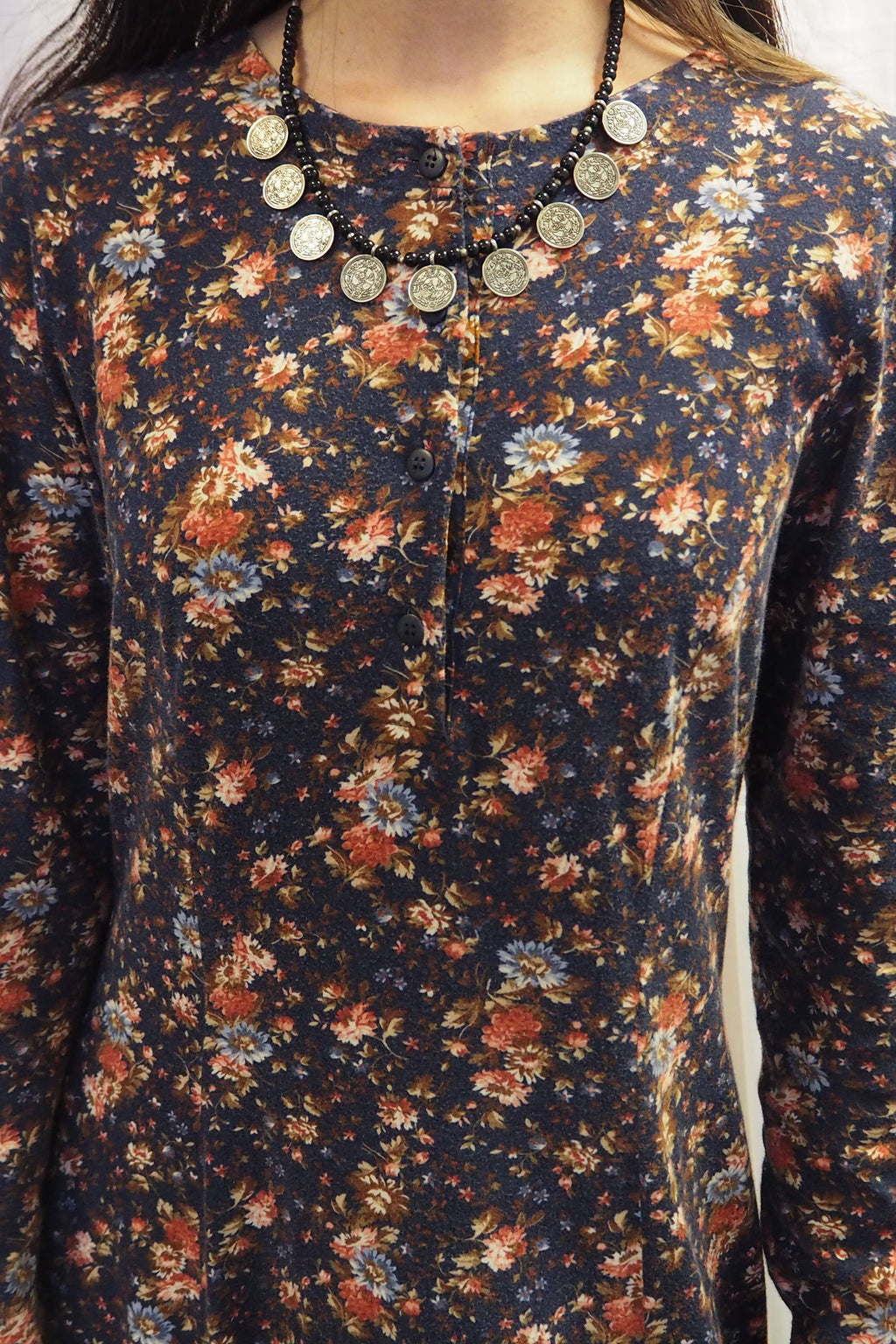 70's Laura Ashley Dress Navy