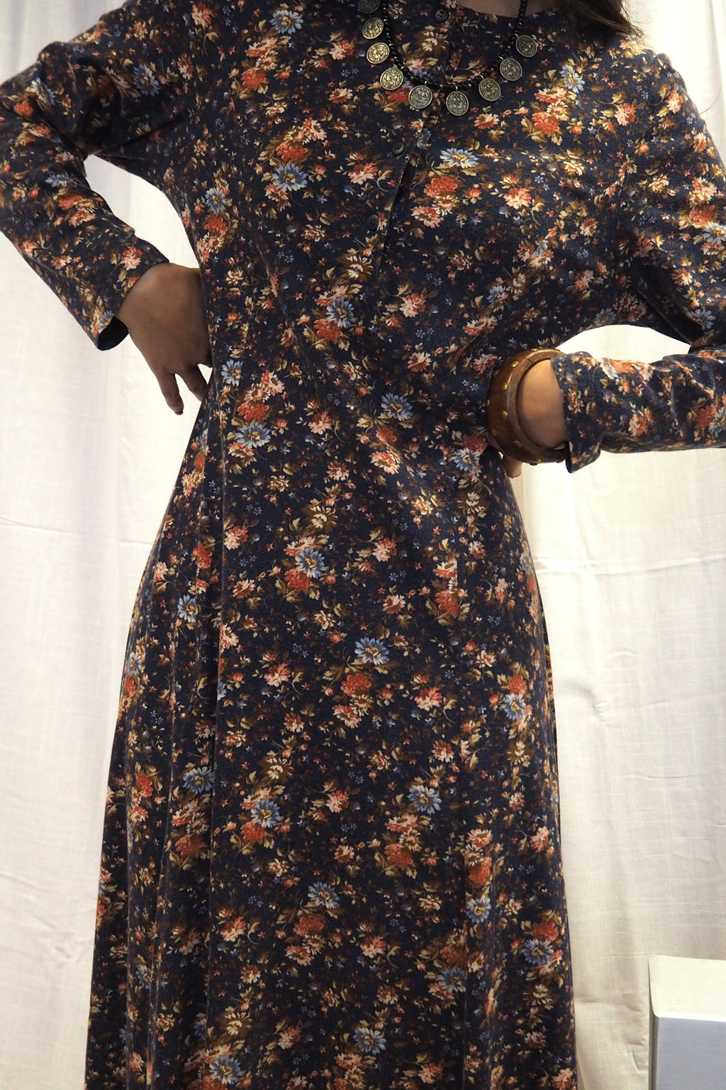 70's Laura Ashley Dress Navy
