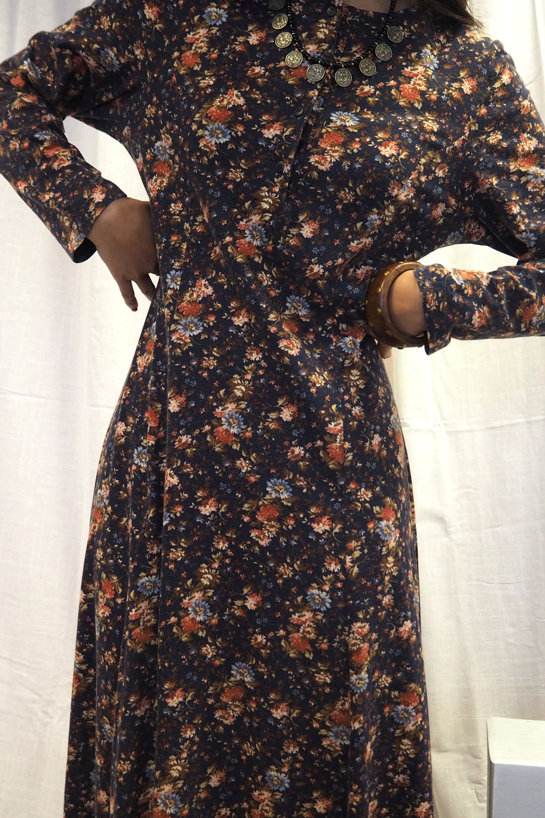 70's Laura Ashley Dress Navy
