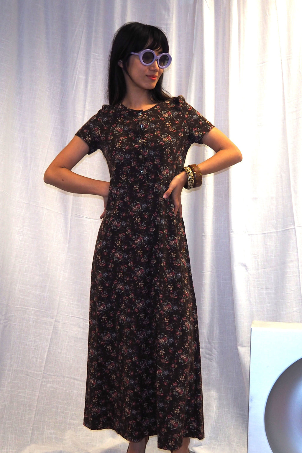 70's-80's Laura Ashley Floral Dress Brown