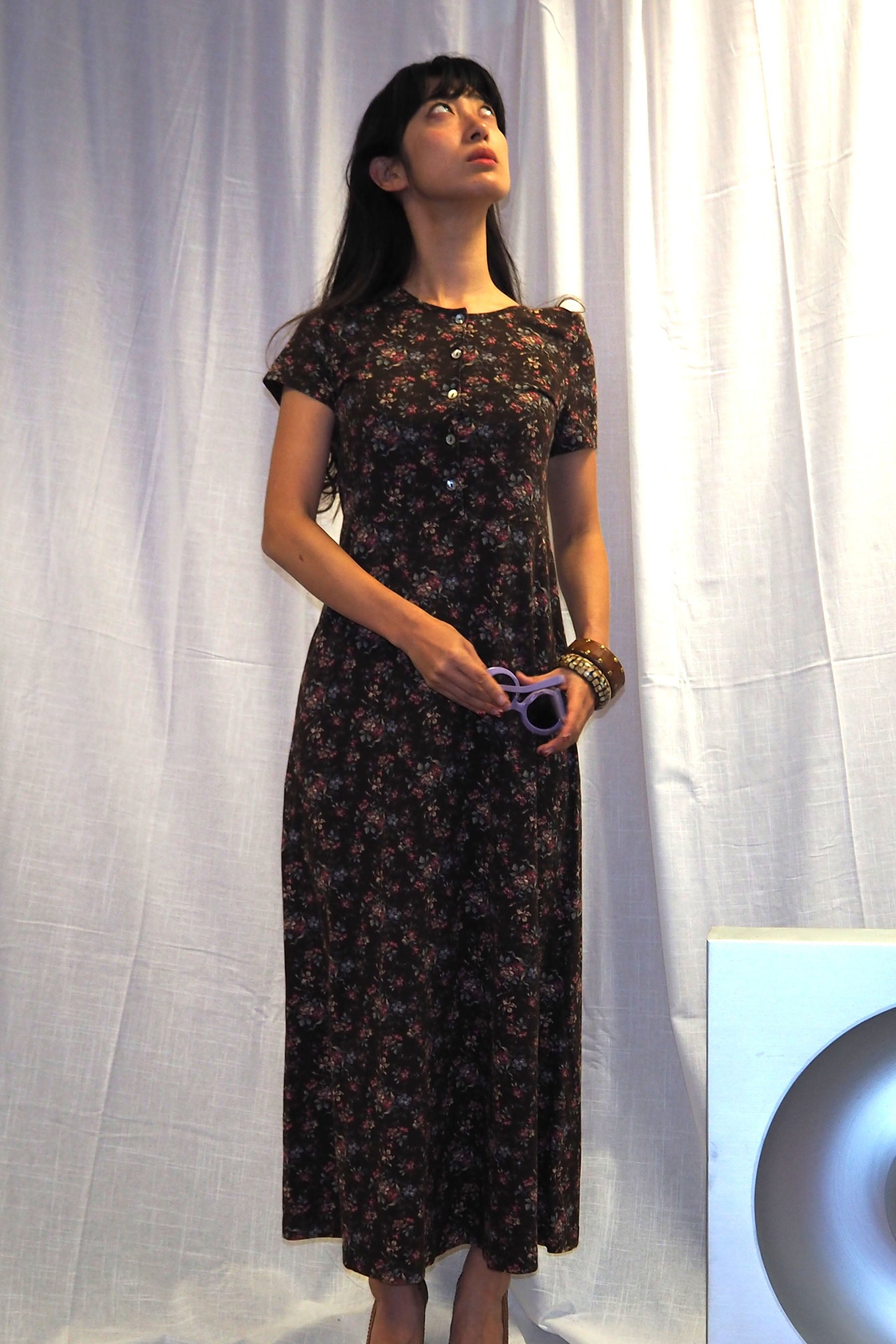 70's-80's Laura Ashley Floral Dress Brown