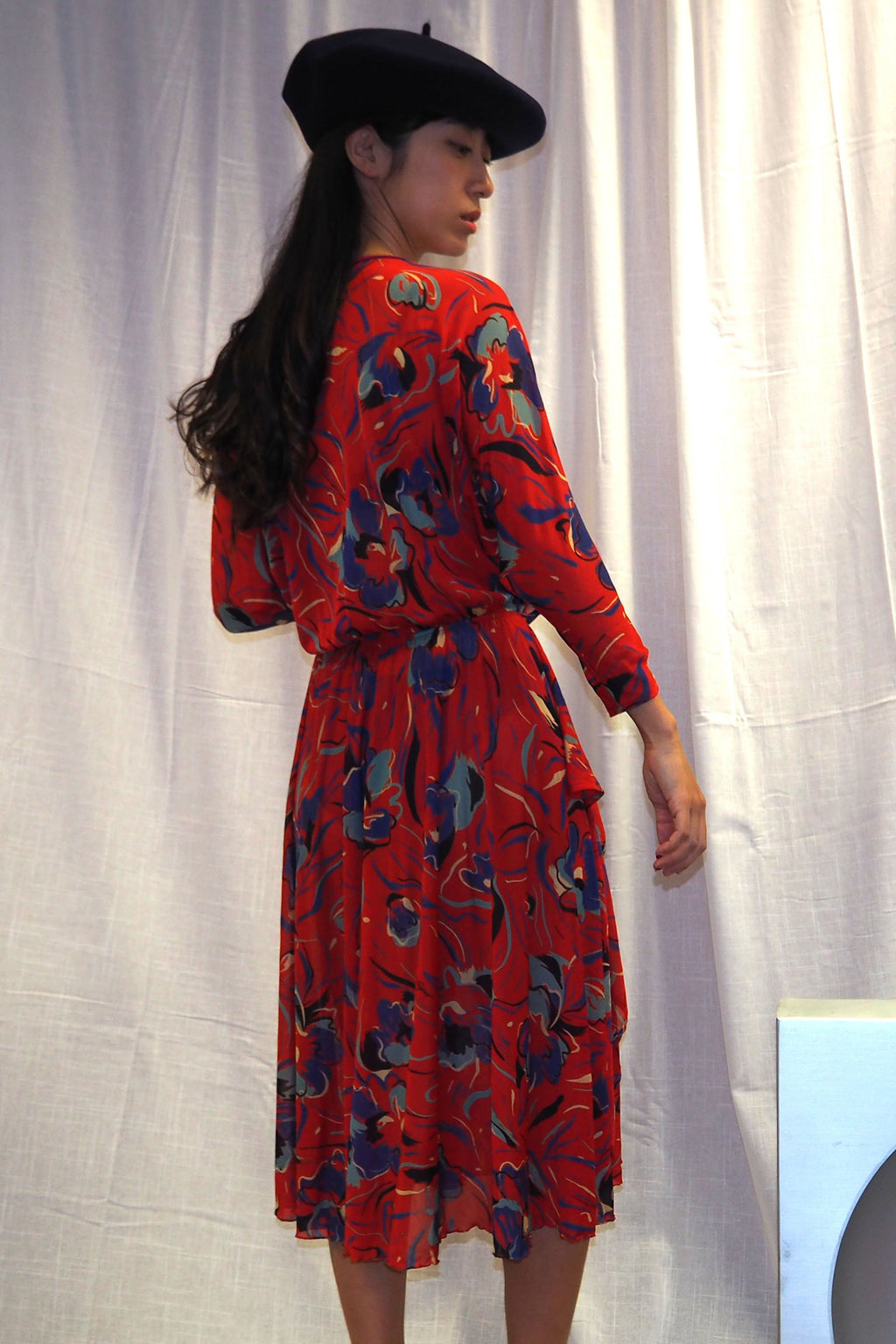 70's Virginie paris Floral Dress Red