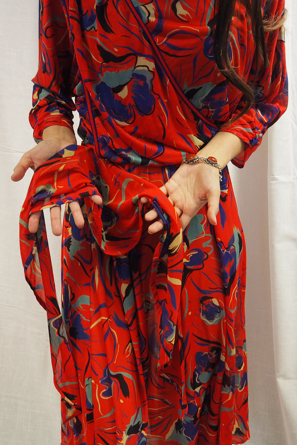 70's Virginie paris Floral Dress Red