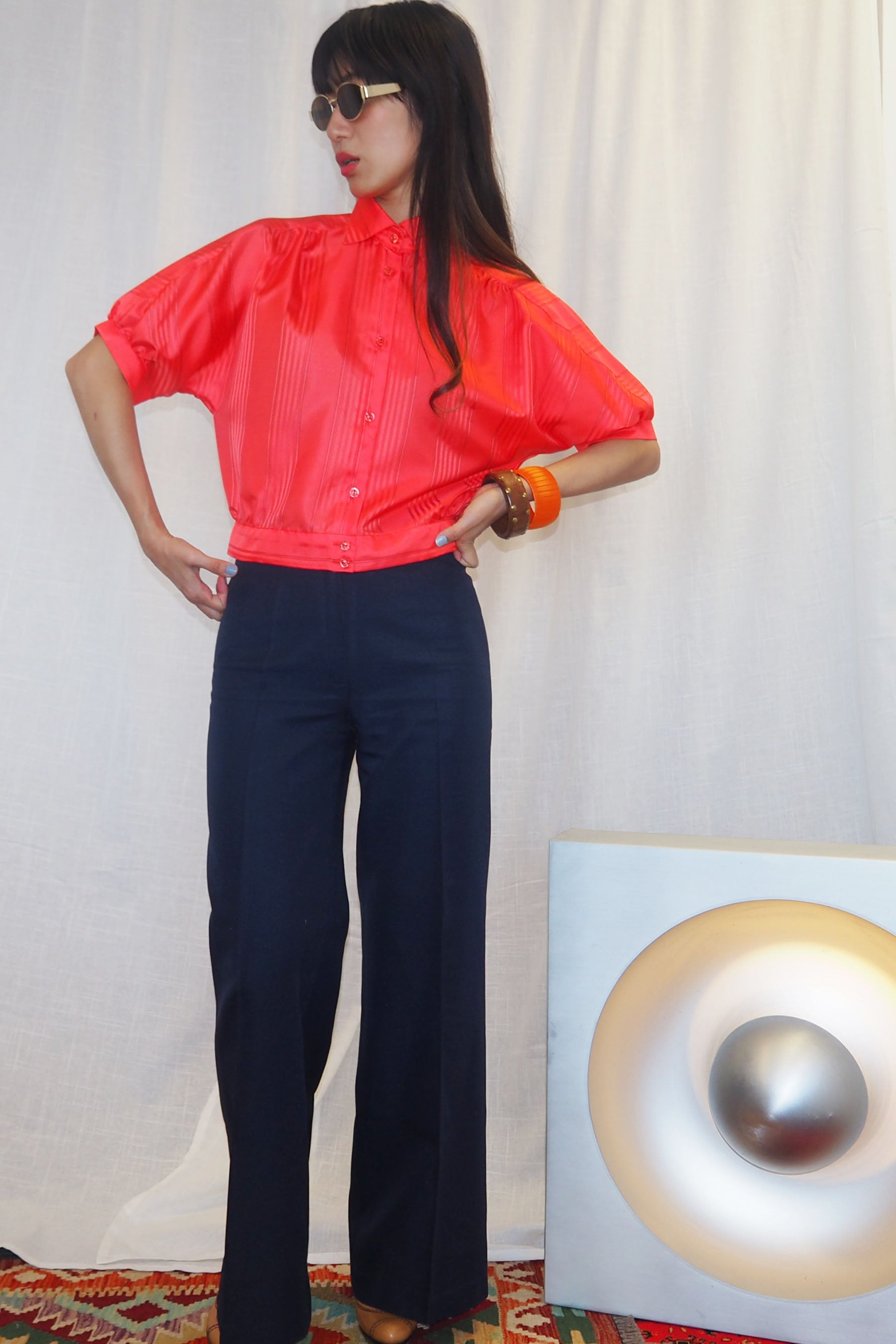 90s YESSICA Half Sleeve Shirt Red