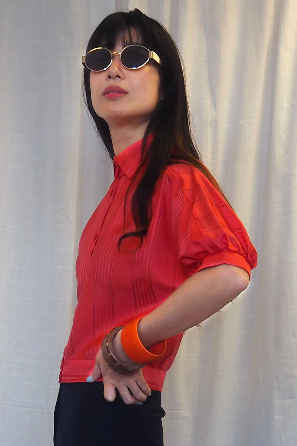 90s YESSICA Half Sleeve Shirt Red