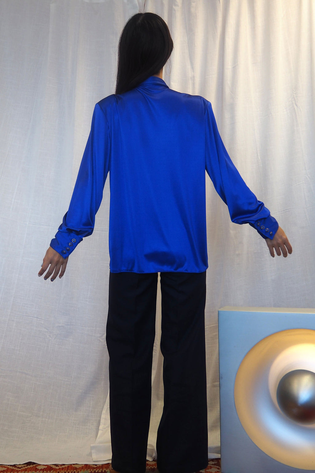 90s YESSICA Satin Shirt Blue