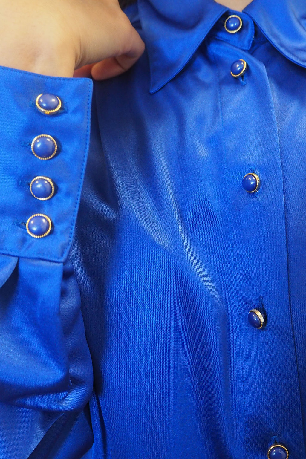 90s YESSICA Satin Shirt Blue