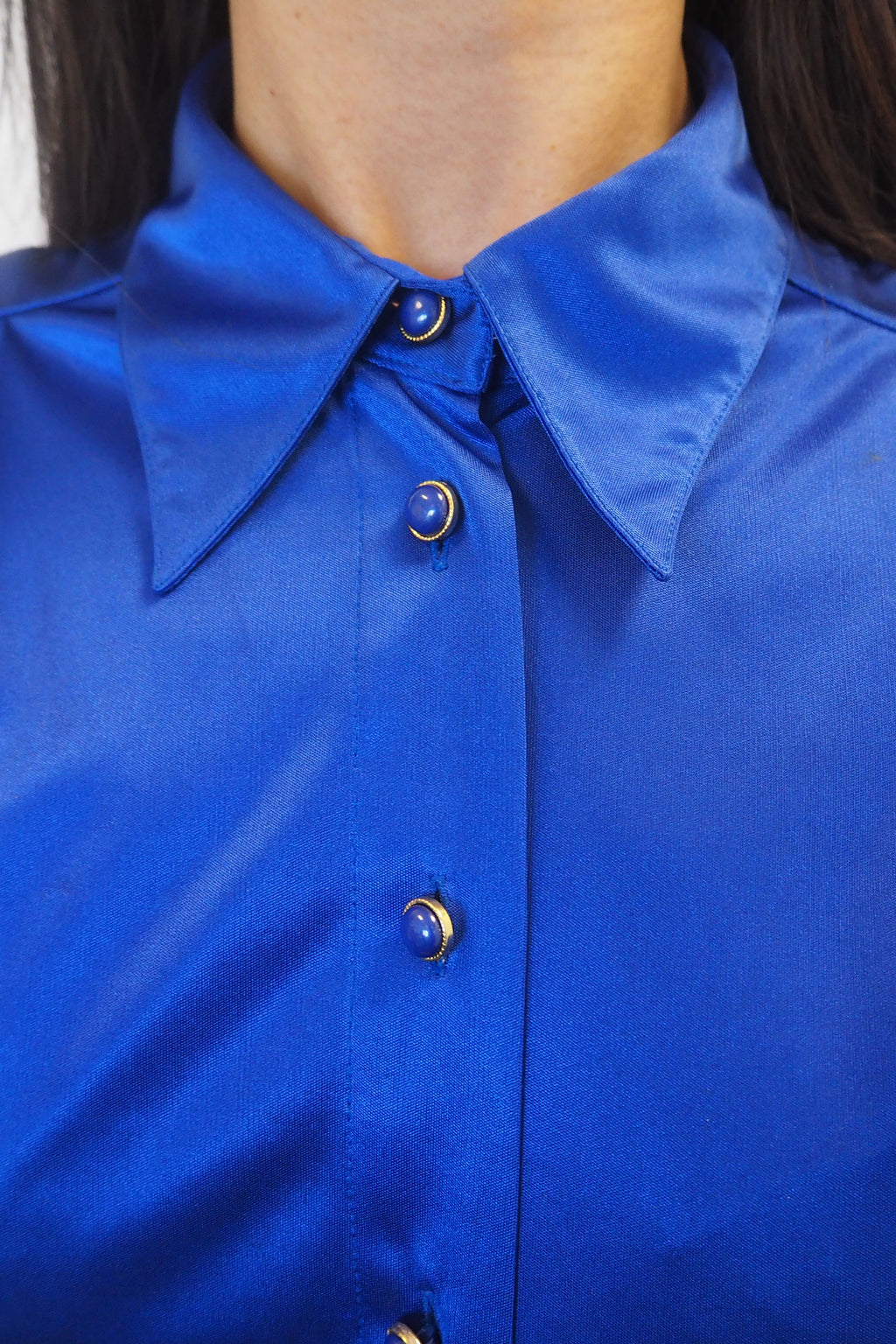 90s YESSICA Satin Shirt Blue