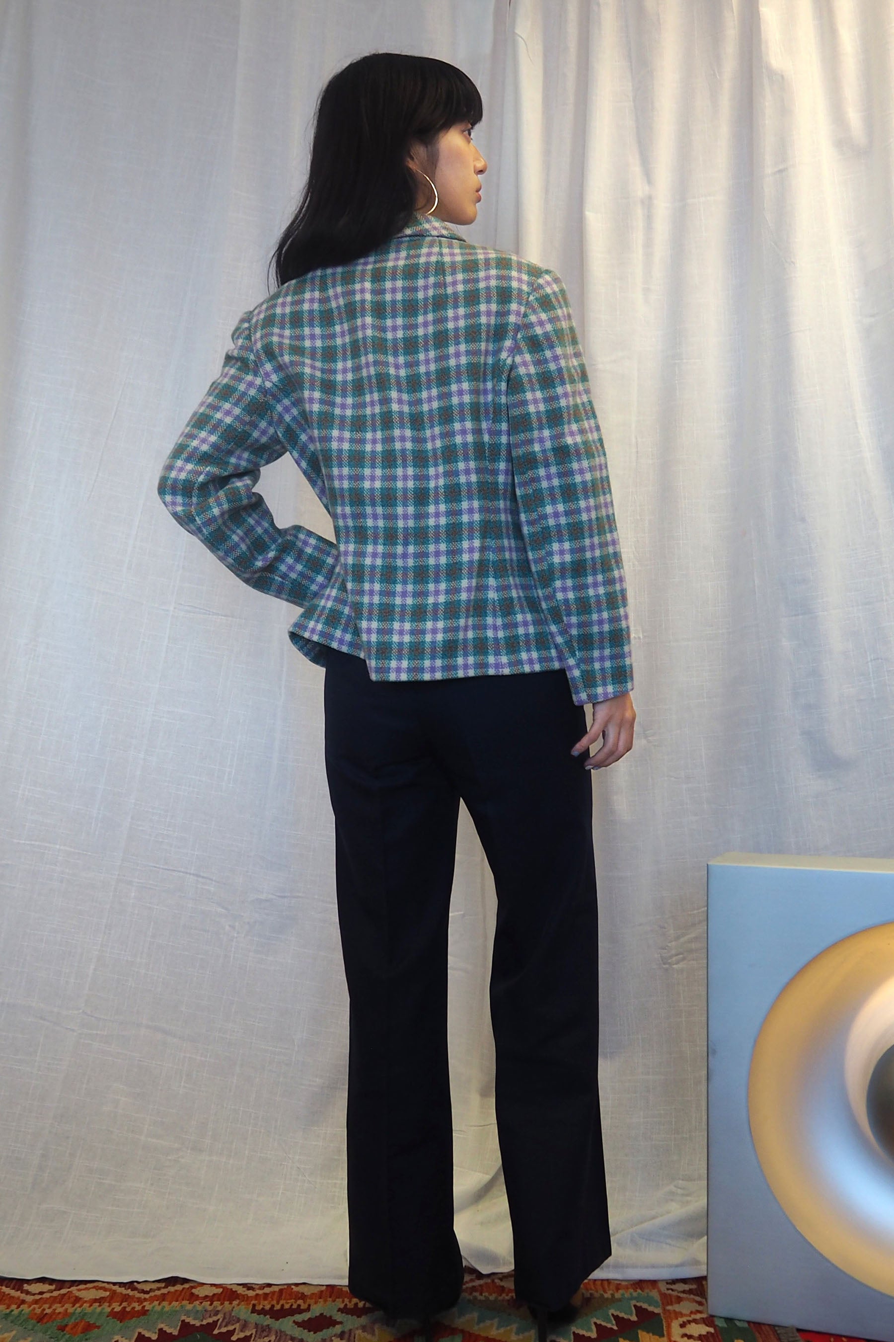 60s Eastex Checked Tweed Jacket Light Green