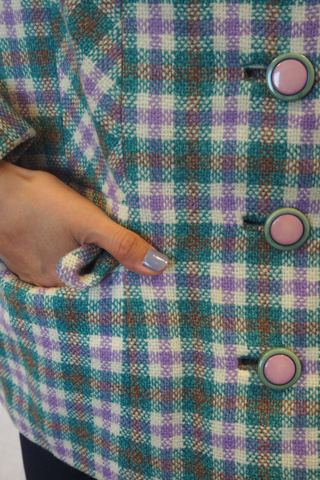 60s Eastex Checked Tweed Jacket Light Green