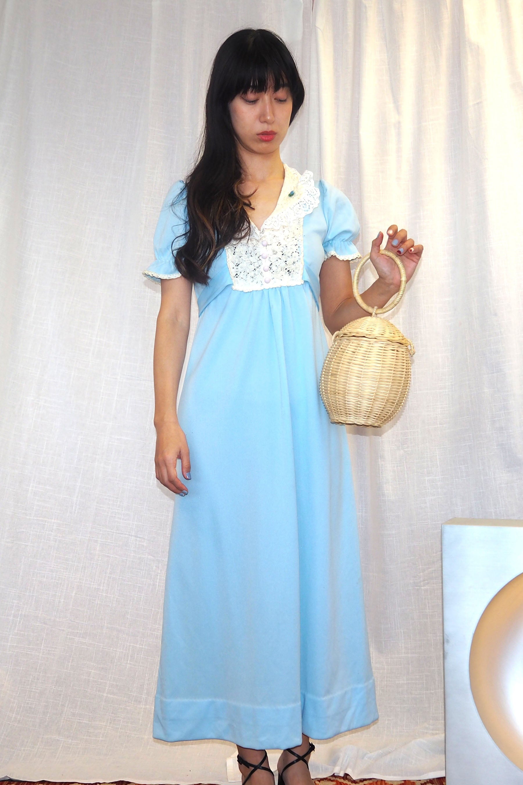 60's-70's Vintage Dress Light Blue