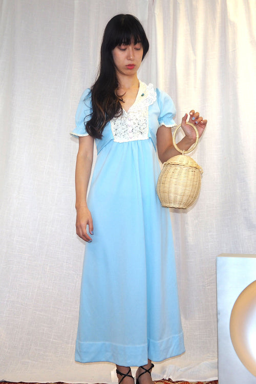 60's-70's Vintage Dress Light Blue