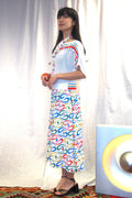 80s colorful and unique printed dress　”Gold Label by Tricoville”