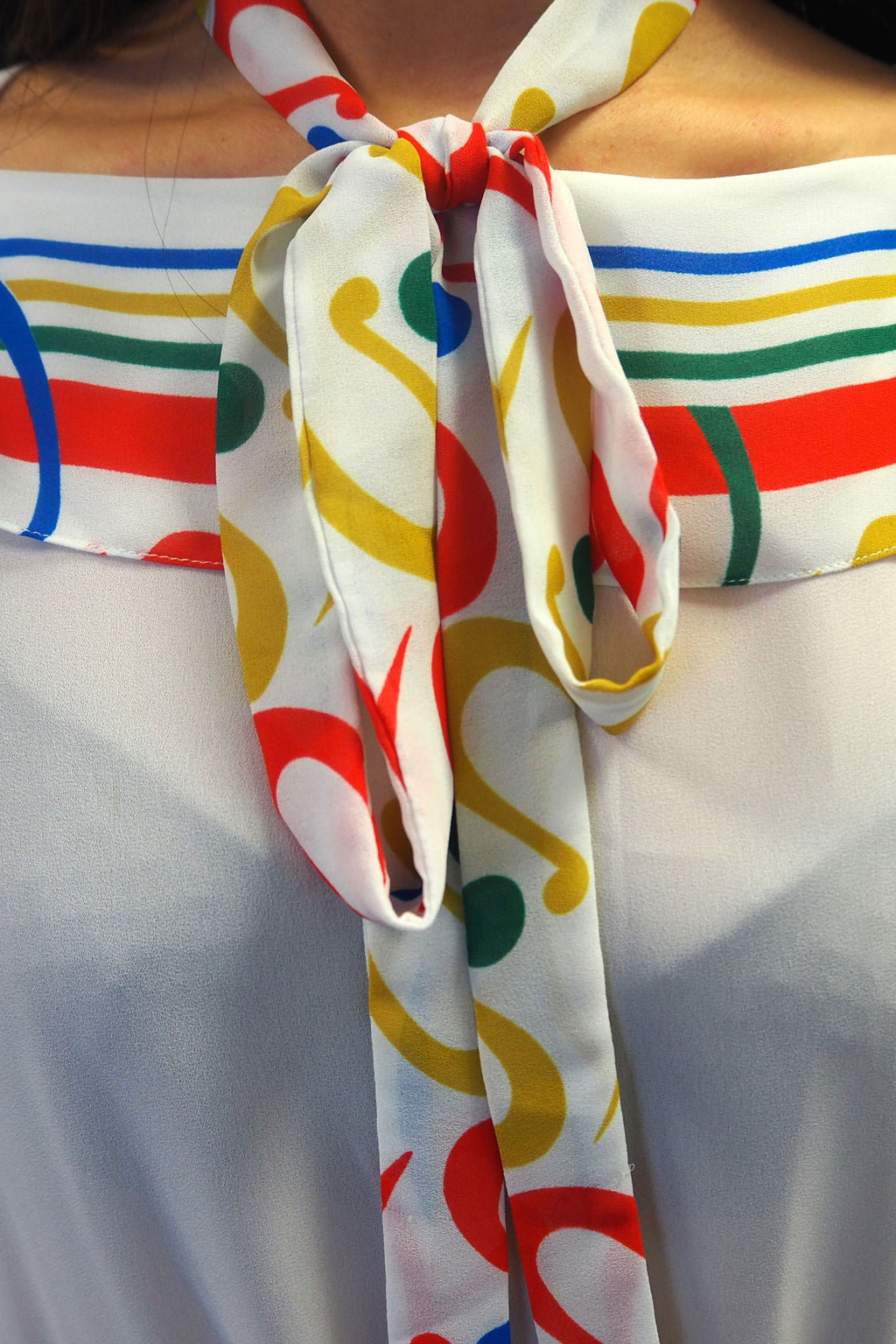 80s colorful and unique printed dress　”Gold Label by Tricoville”