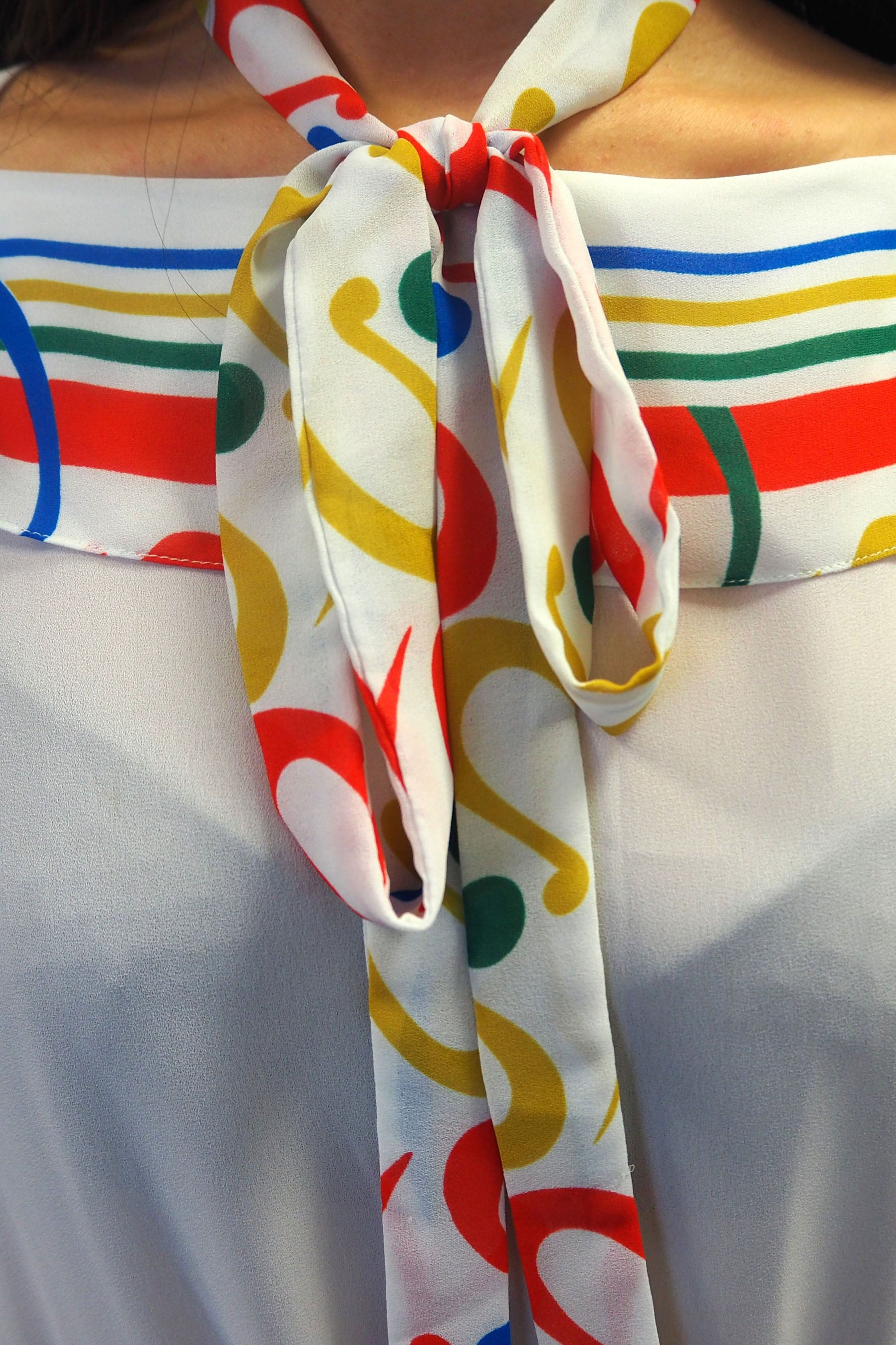 80s colorful and unique printed dress　”Gold Label by Tricoville”