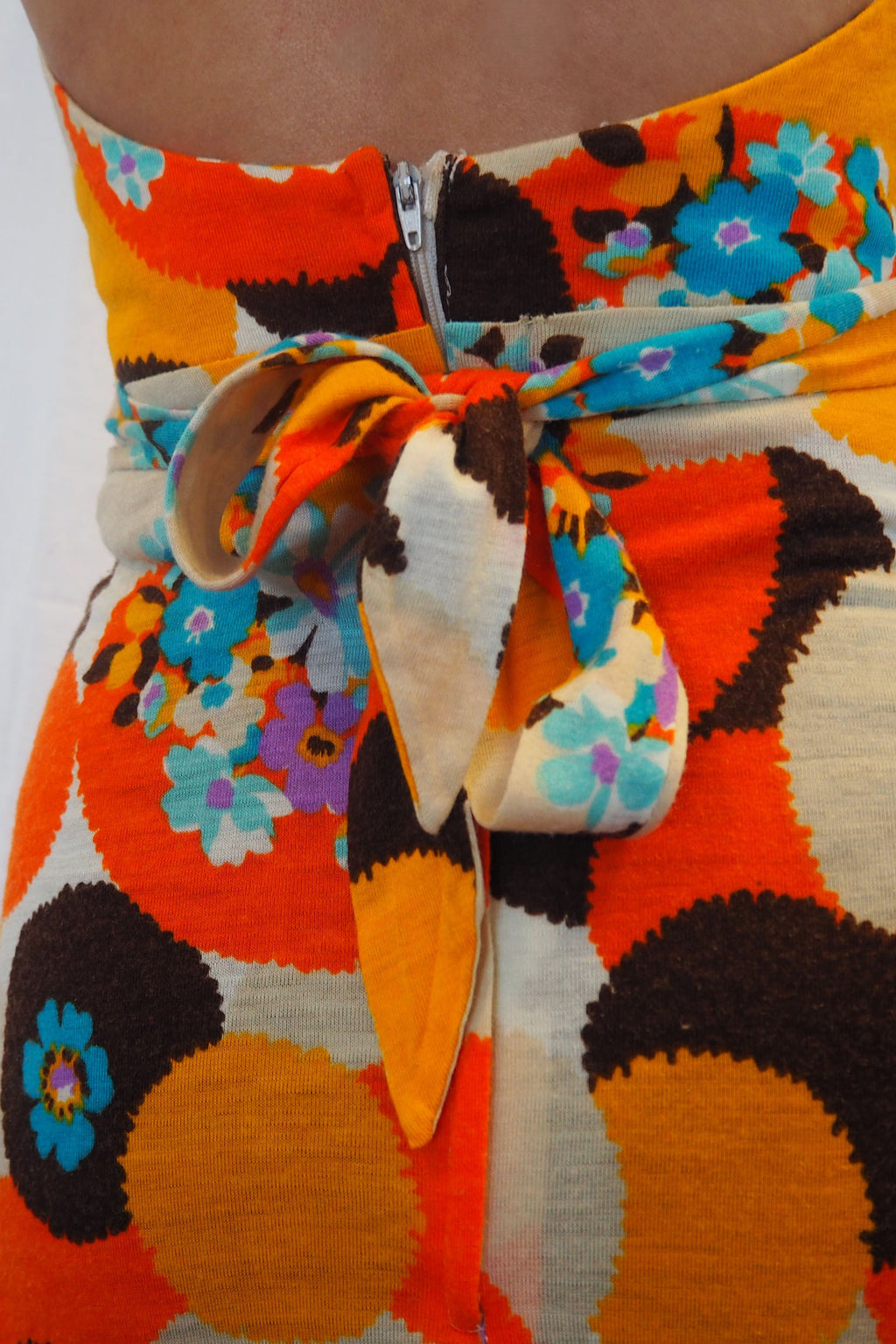 70's Orange Psychedelic Halter Neck Dress
