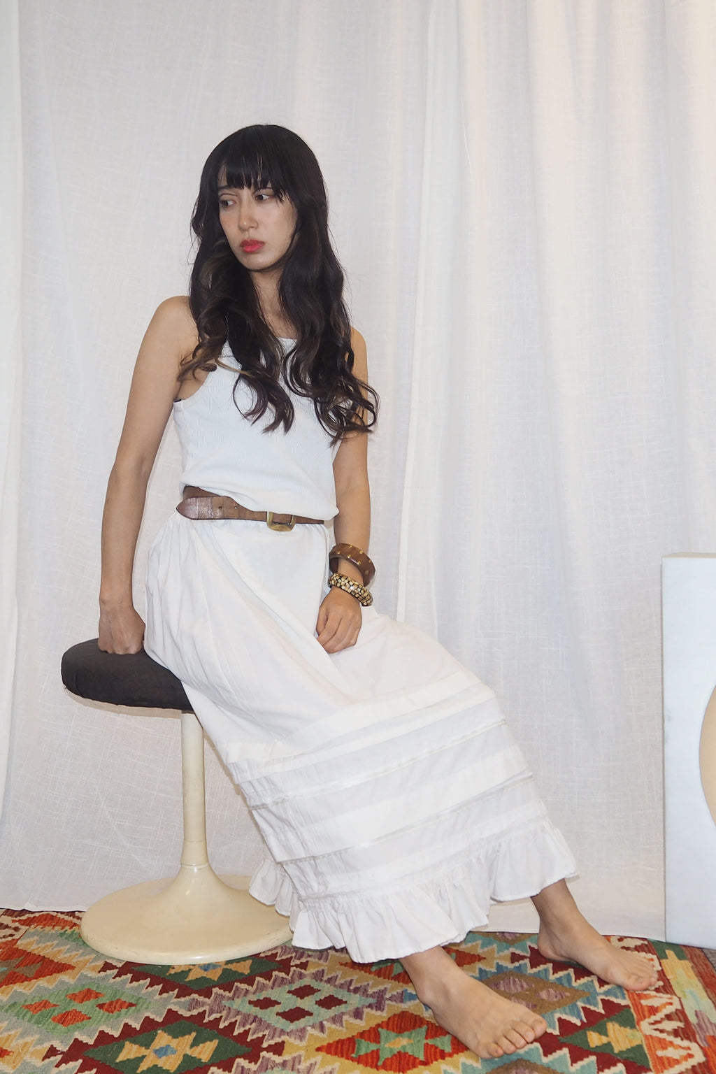 60's Remade Ivory Cotton Skirt