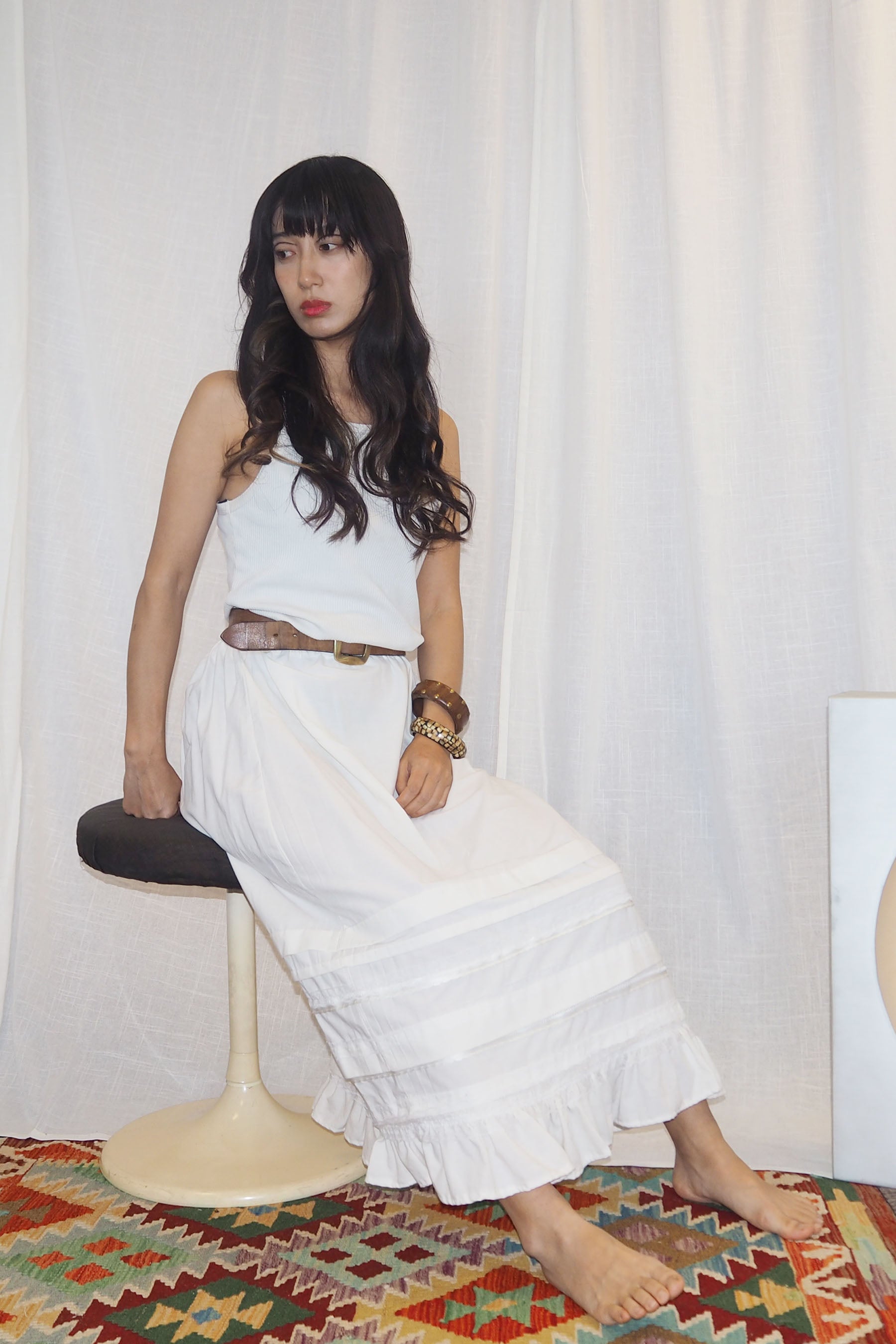 60's Remade Ivory Cotton Skirt