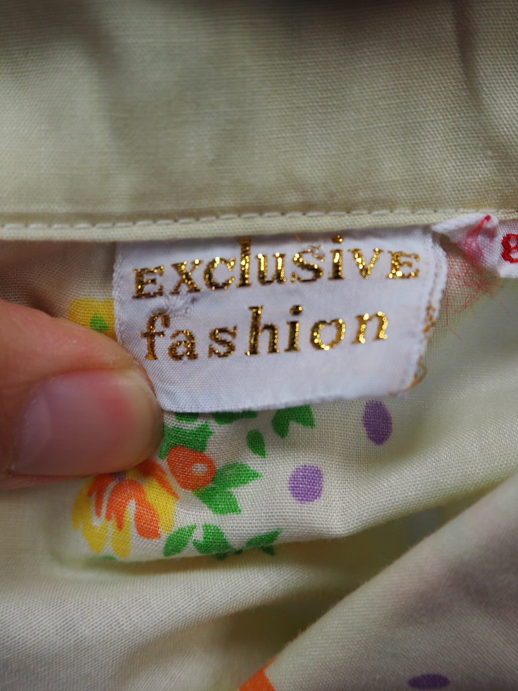 70's Exculsive Fashion Floral Half Sleeve Shirt Cream Yellow