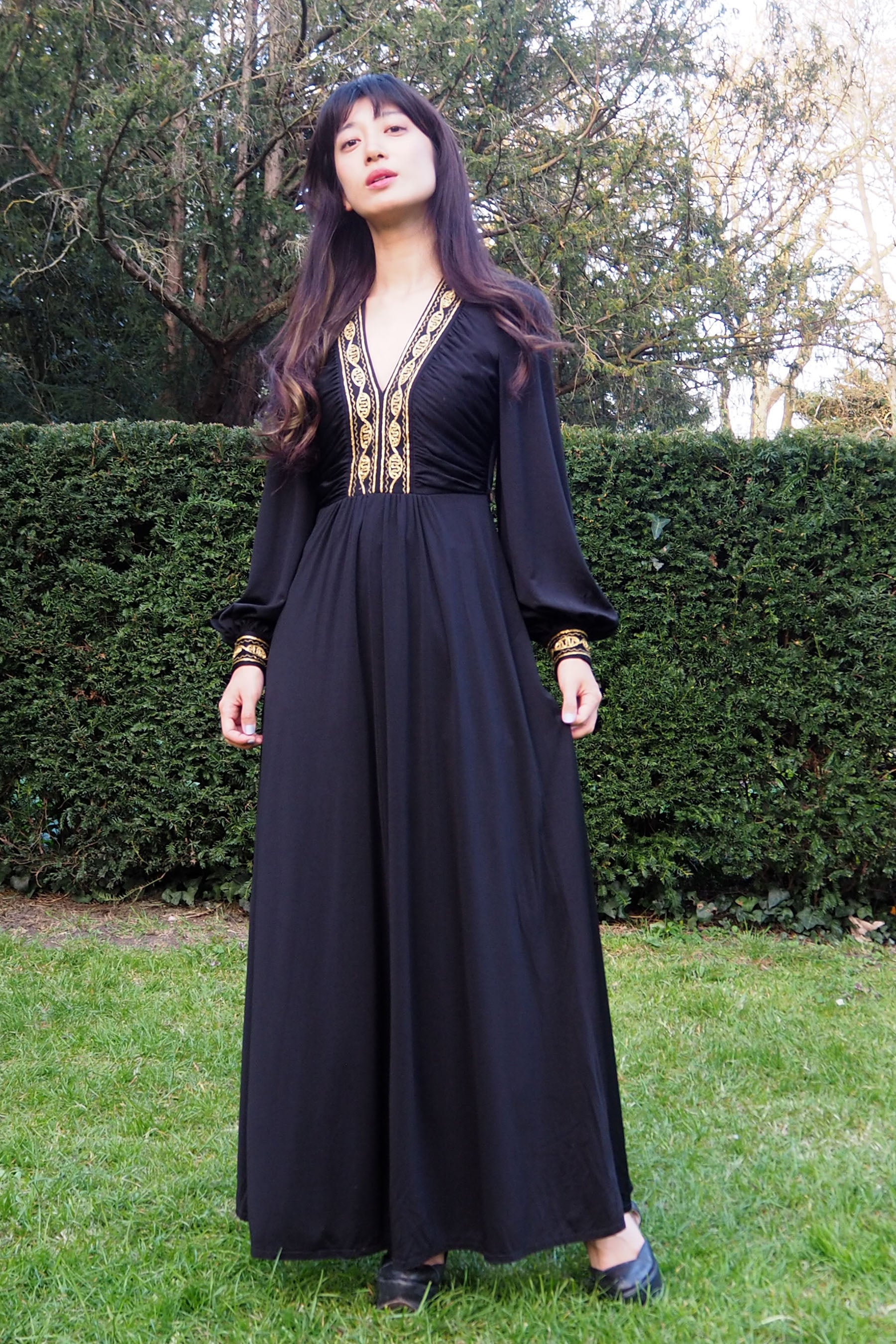 70's JOHN MARKS by anne tyrrell Black Long Dress