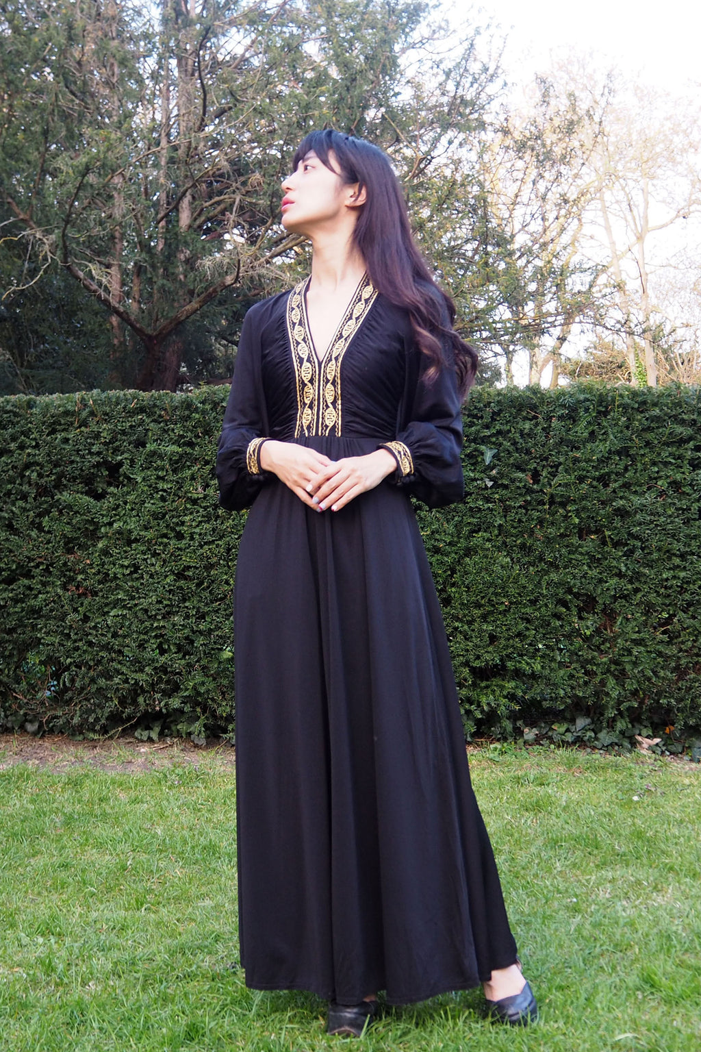 70's JOHN MARKS by anne tyrrell Black Long Dress