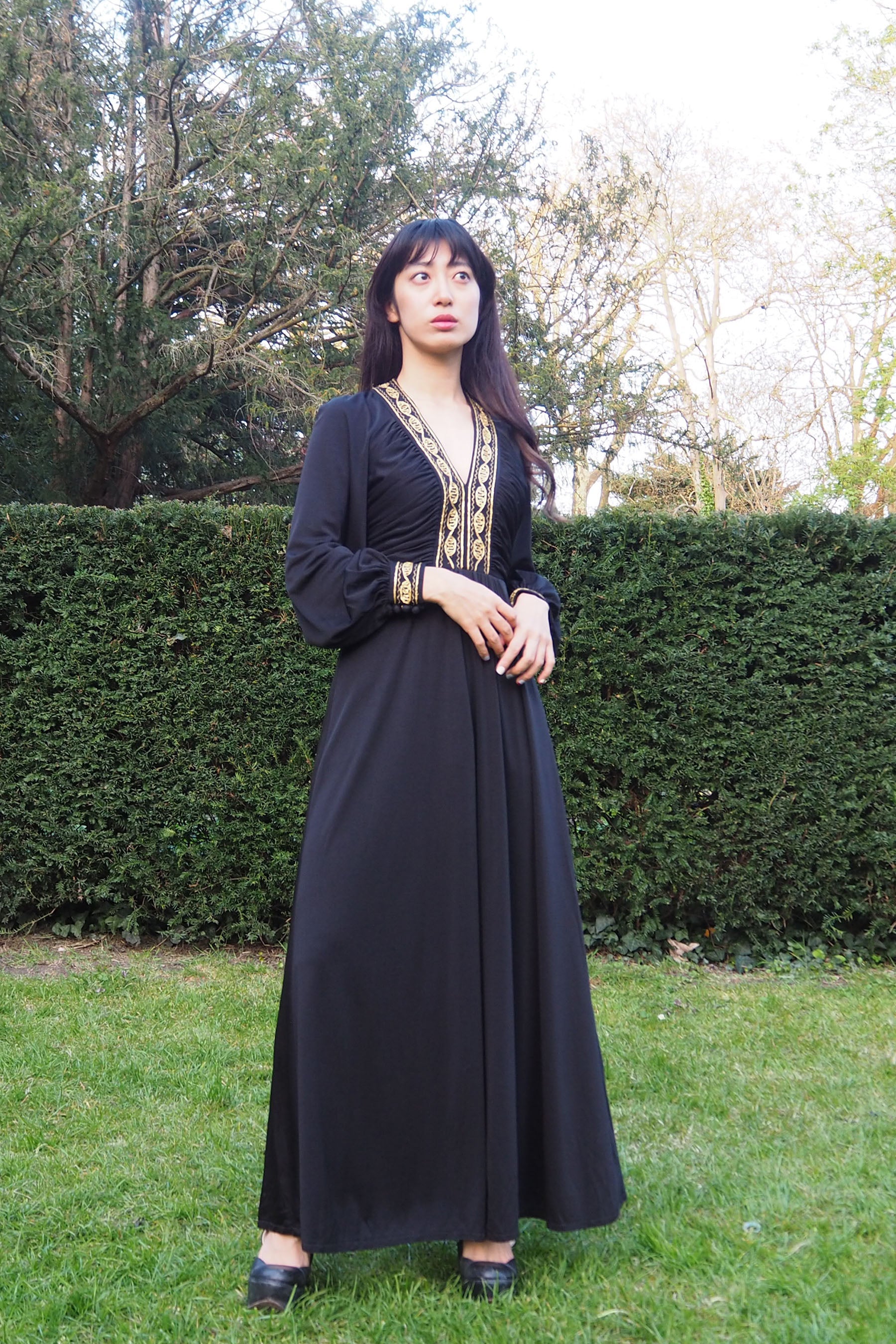 70's JOHN MARKS by anne tyrrell Black Long Dress