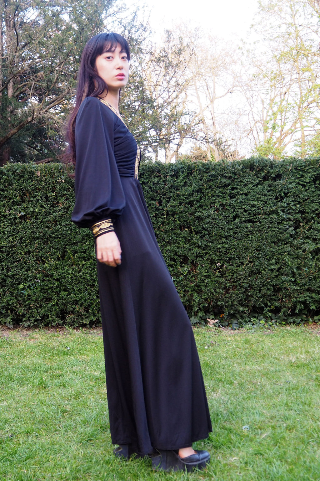 70's JOHN MARKS by anne tyrrell Black Long Dress