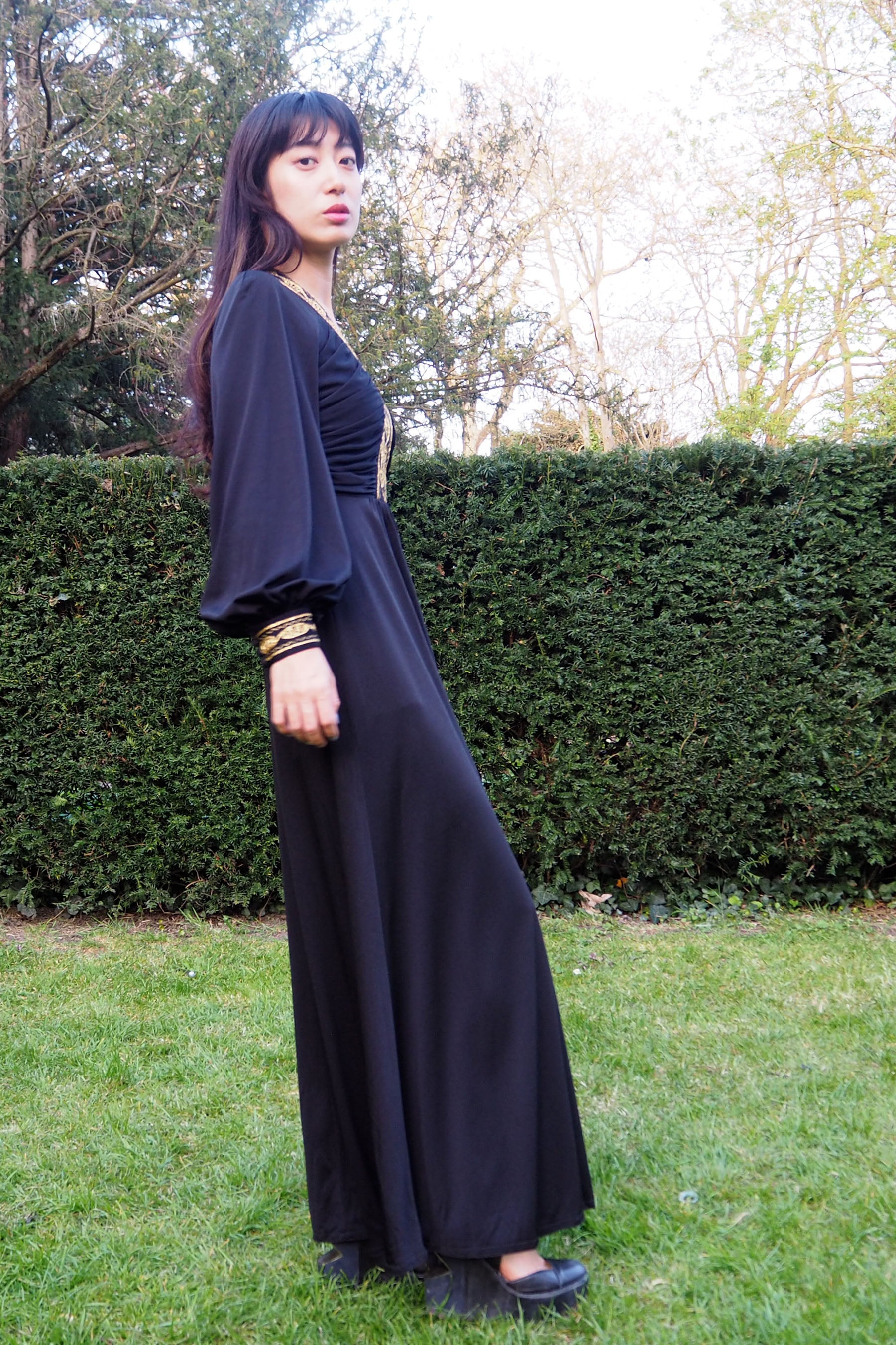 70's JOHN MARKS by anne tyrrell Black Long Dress