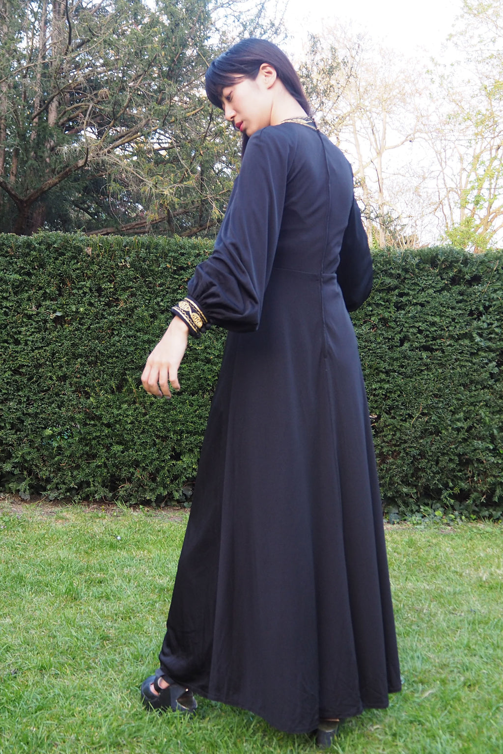 70's JOHN MARKS by anne tyrrell Black Long Dress