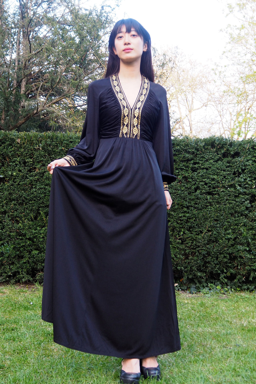 70's JOHN MARKS by anne tyrrell Black Long Dress