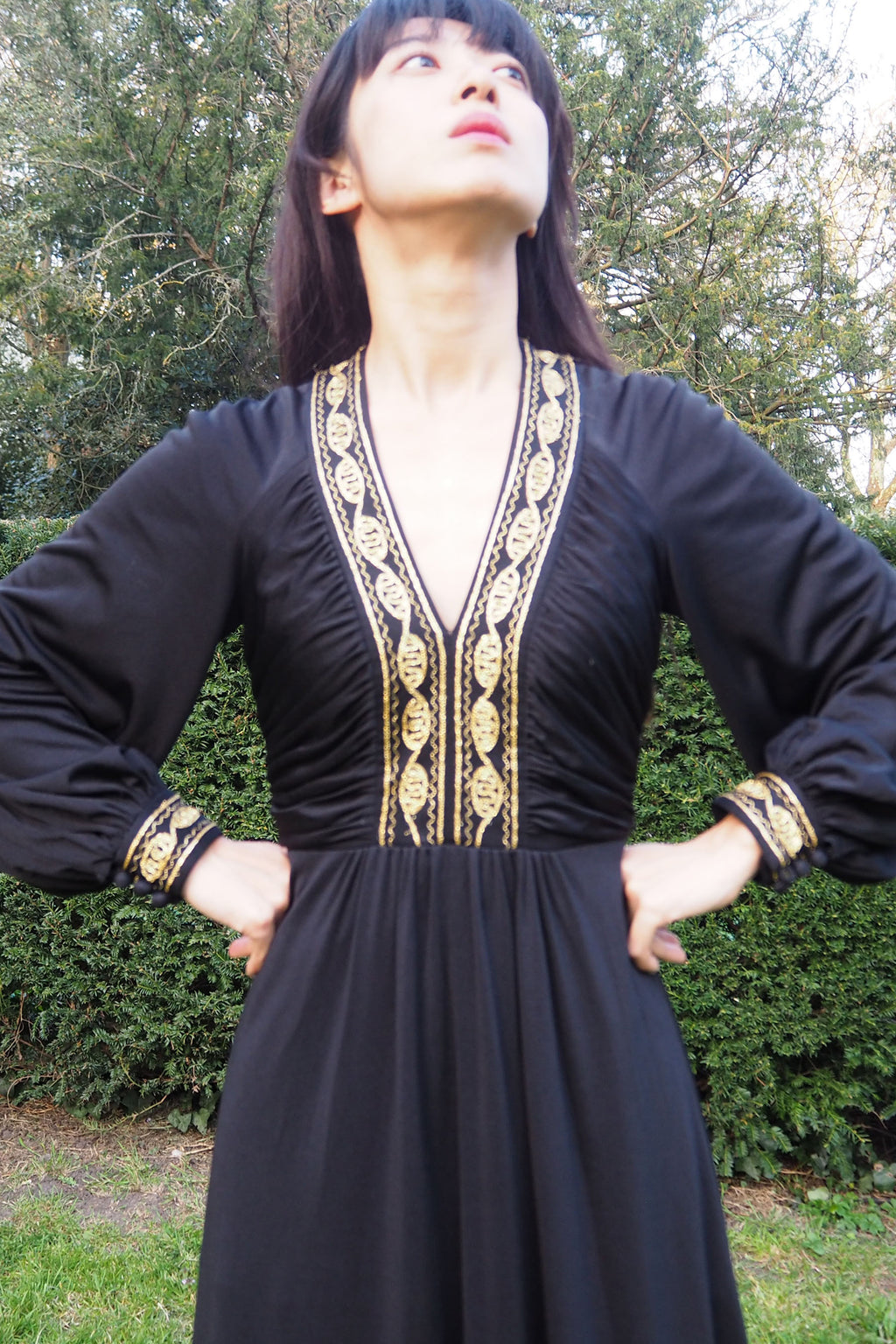 70's JOHN MARKS by anne tyrrell Black Long Dress