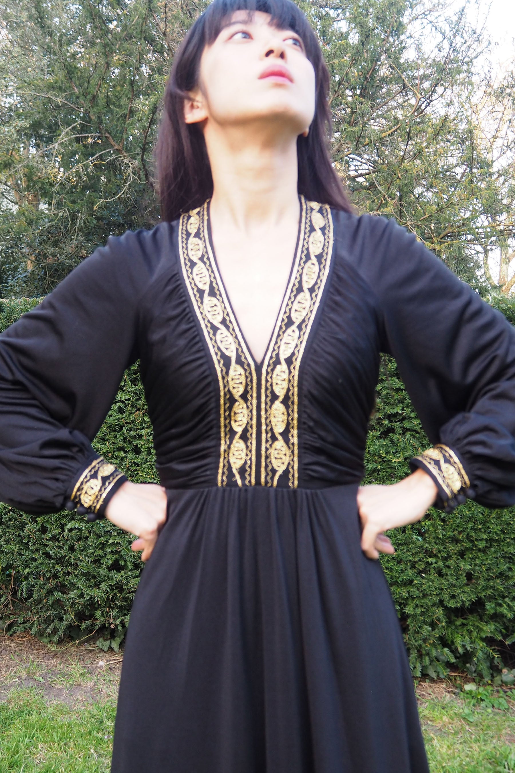 70's JOHN MARKS by anne tyrrell Black Long Dress
