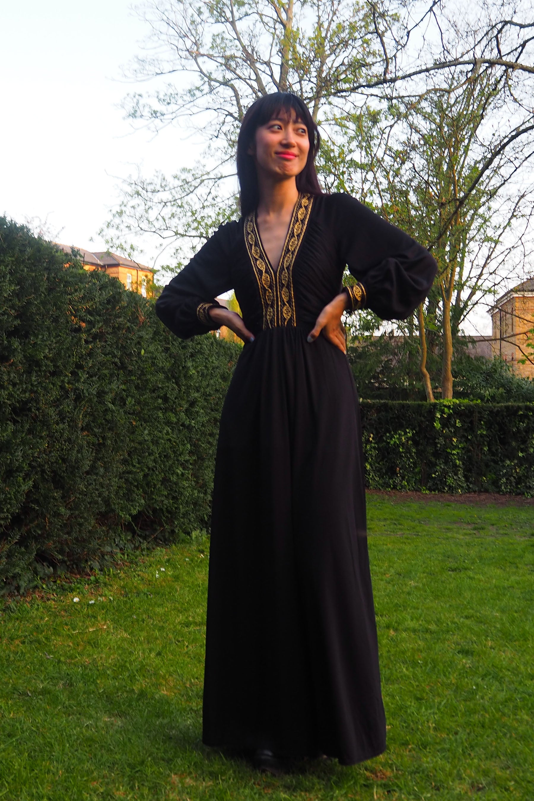 70's JOHN MARKS by anne tyrrell Black Long Dress