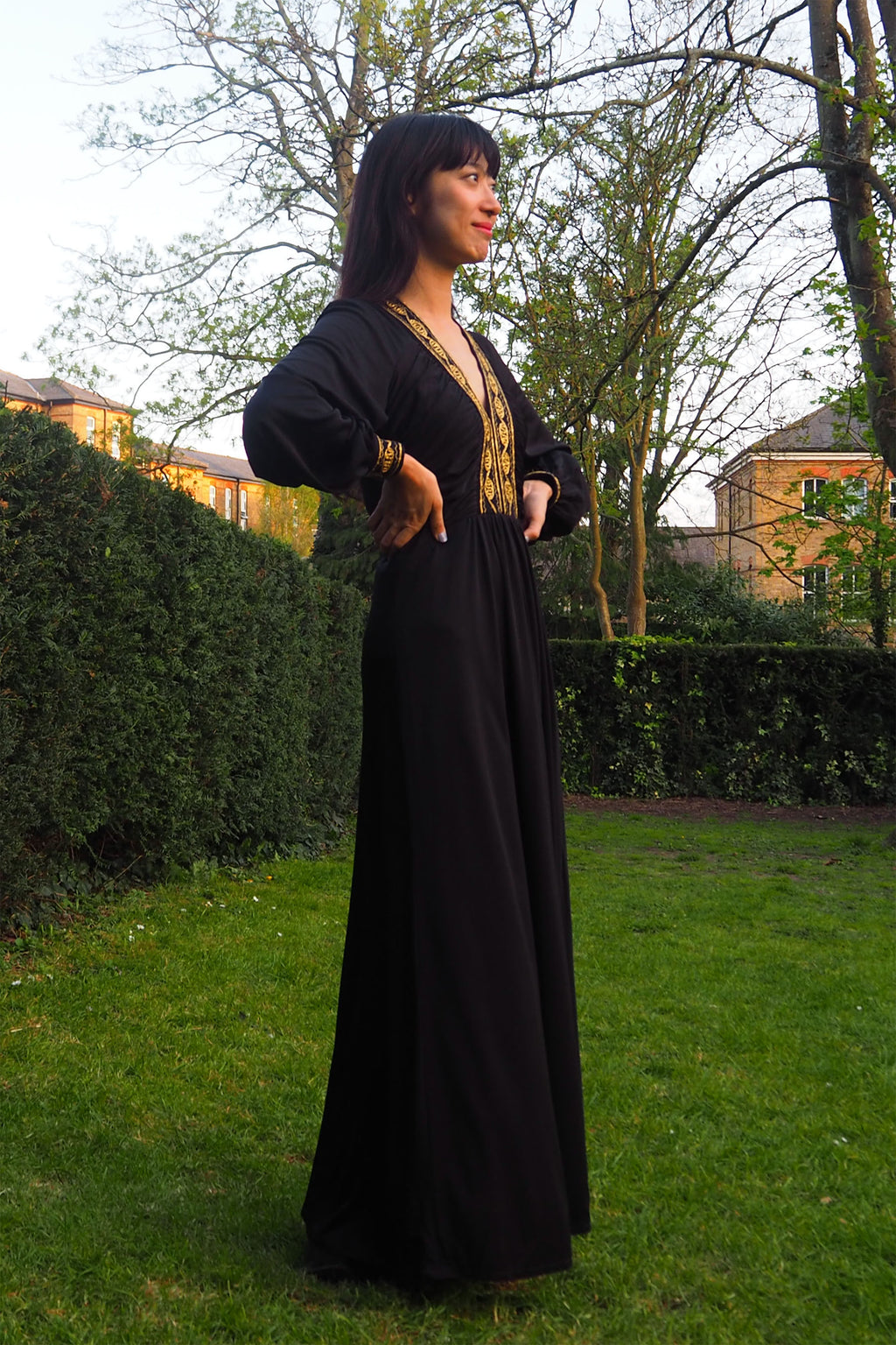 70's JOHN MARKS by anne tyrrell Black Long Dress