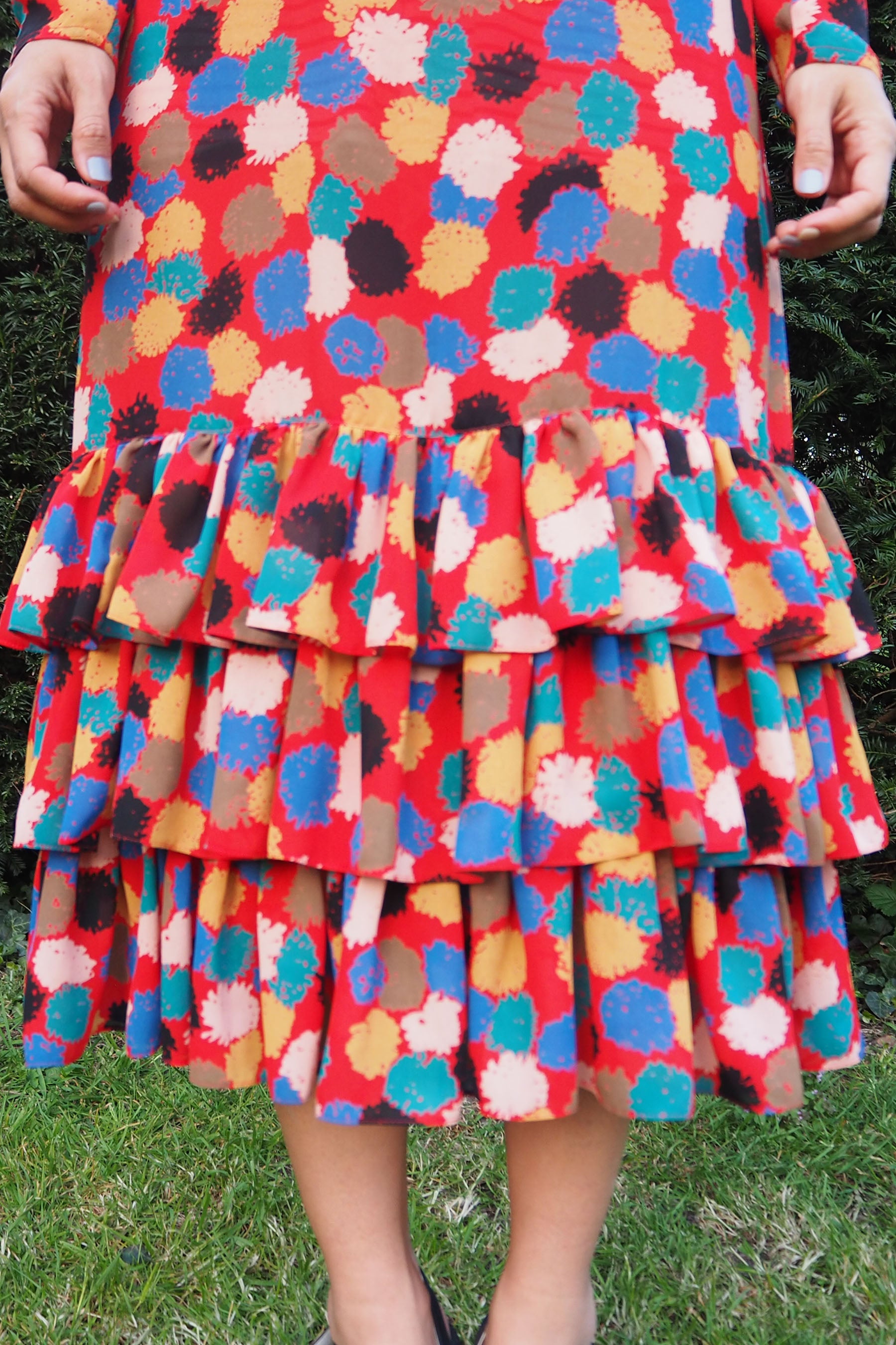 70's-80's Gold Label by Tricoville Ruffle Dress Red