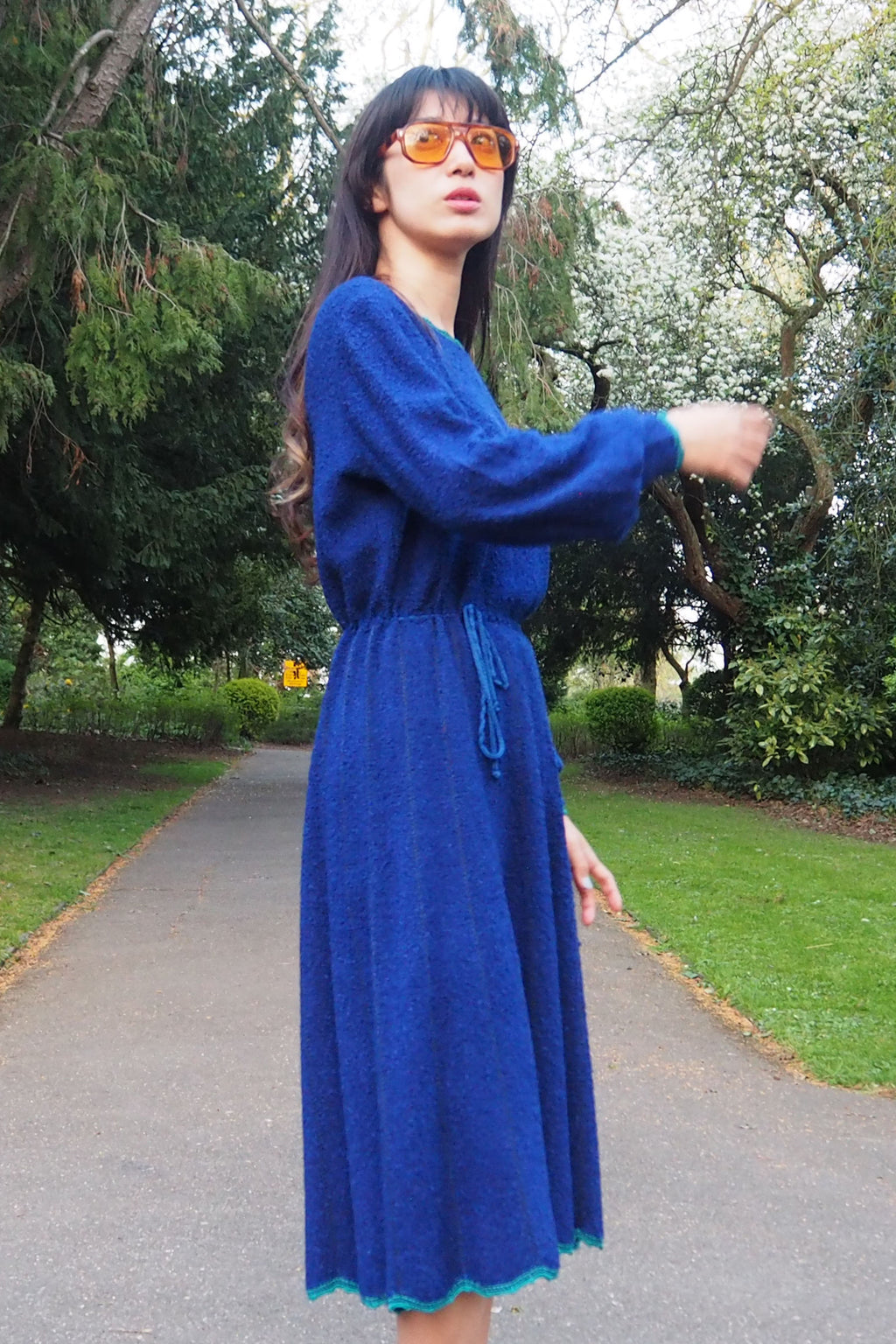 70's Mary Ruane london Knit Dress Blue